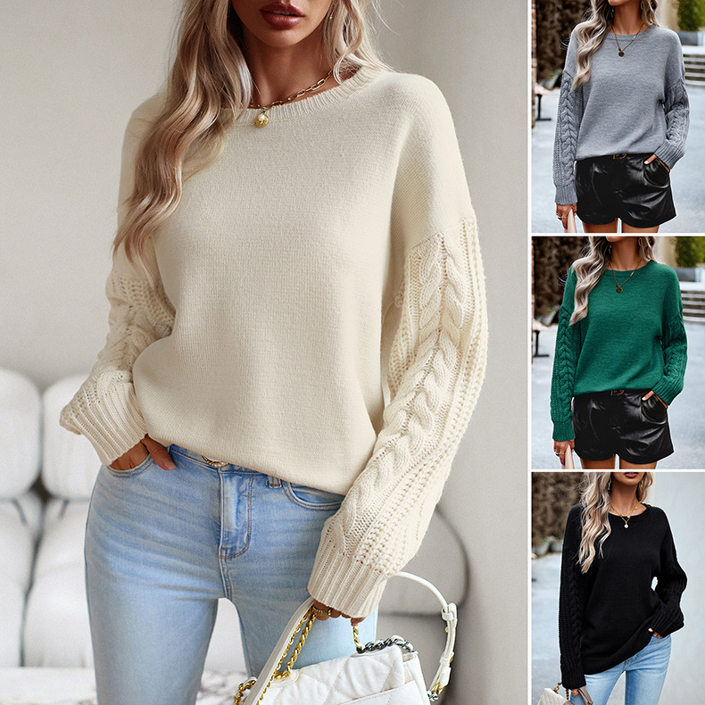Women's Wool-Blend Stretch Sweater – Round Neck, 4 Colors