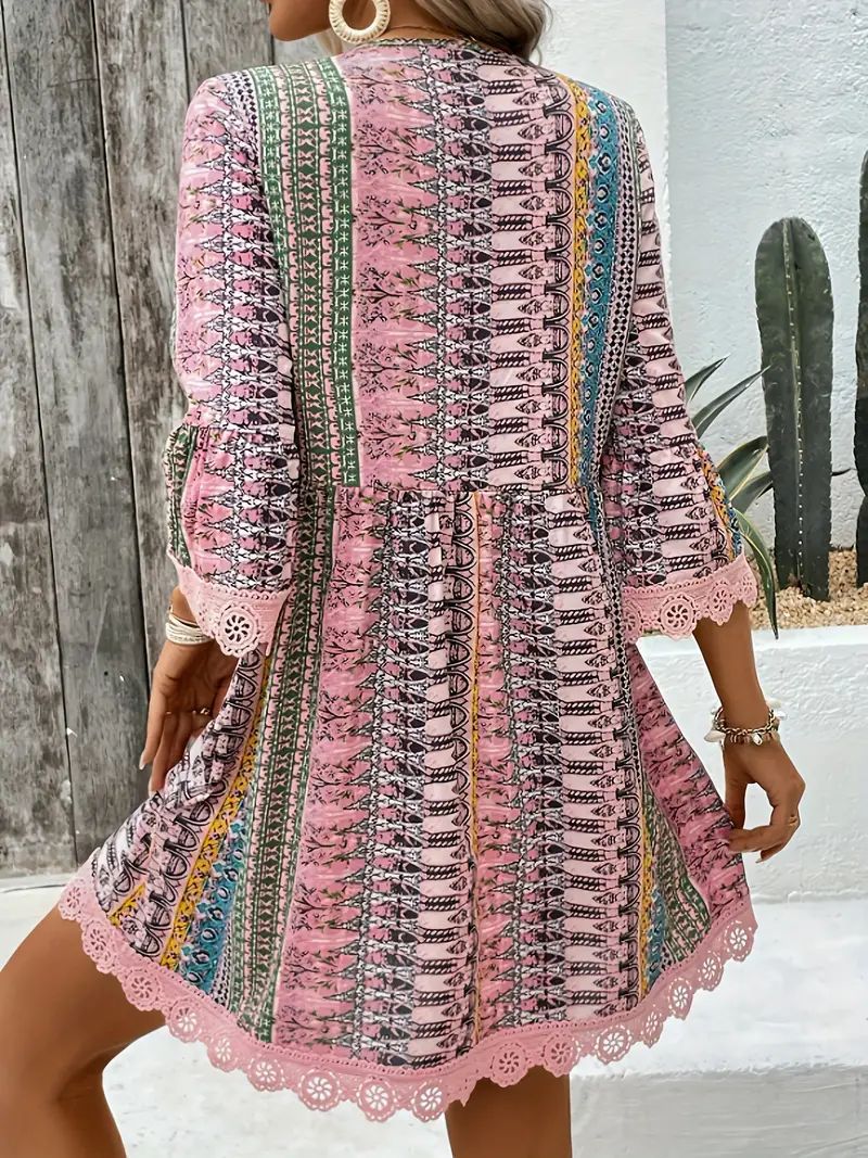Breathable V‑Neck Bohemian Dress – Lightweight Viscose for All‑Day Beach Comfort, view 2