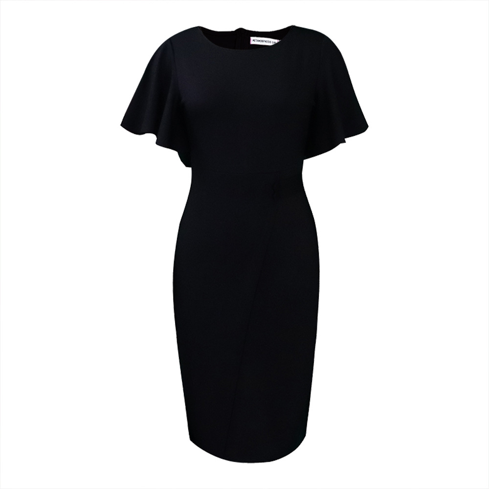 Feifei Plus Size Round Neck Dress with Sleeves – Lightweight Polyester, view 5