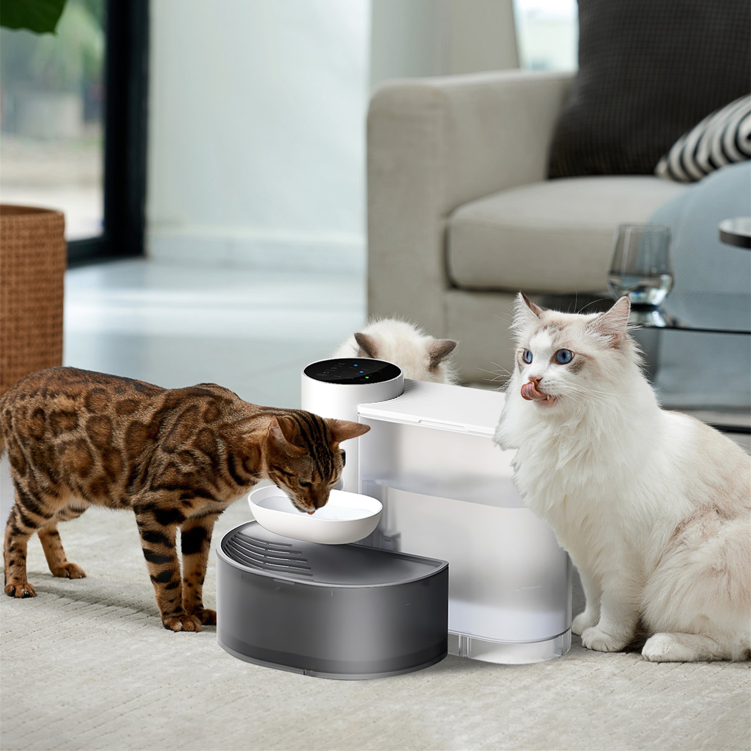 Smart Pet Water Fountain 3L Cordless Rechargeable Automatic Refilling