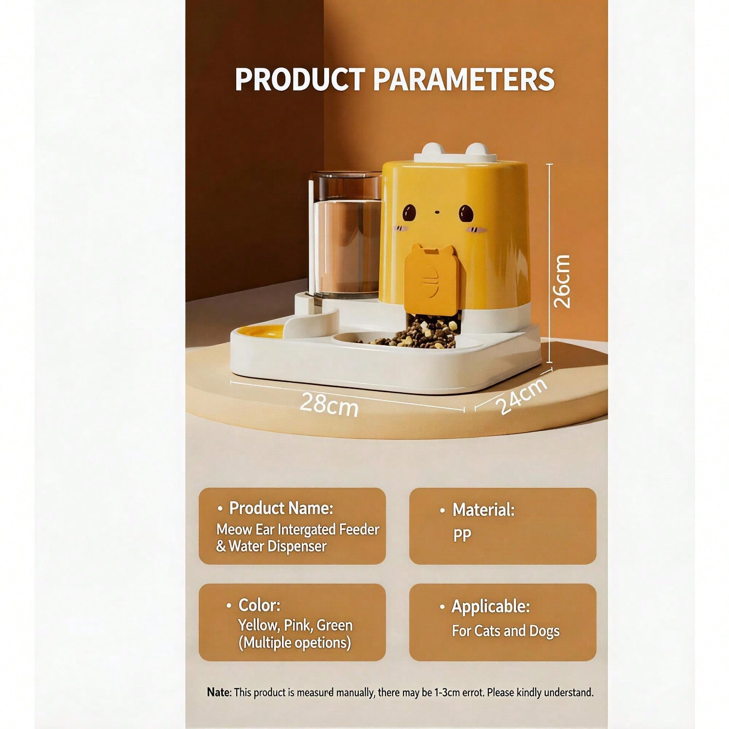 Automatic Pet Feeder & Water Dispenser – 2300 ml Food, 1000 ml Water, Gravity‑Refill, view 4