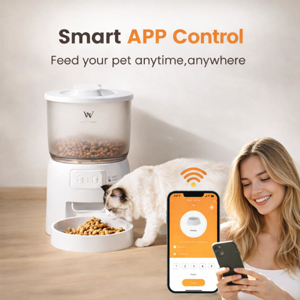 Smart Pet Feeder 3L Automatic Food Dispenser for Cats & Dogs – Wi‑Fi App Control, 10‑Day Capacity, Battery Backup