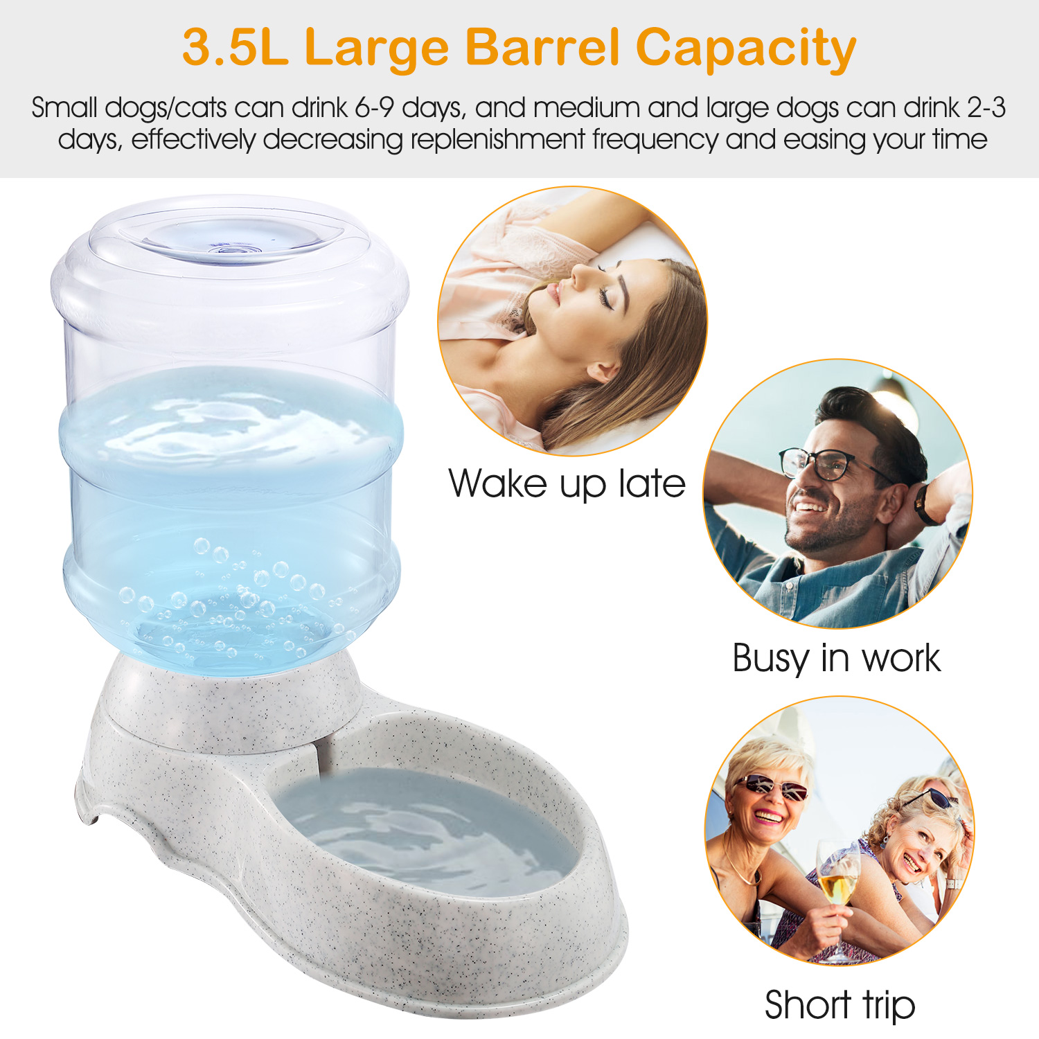 3.5 L Gravity‑Fed Pet Water Dispenser – Automatic Refilling Bowl, view 2