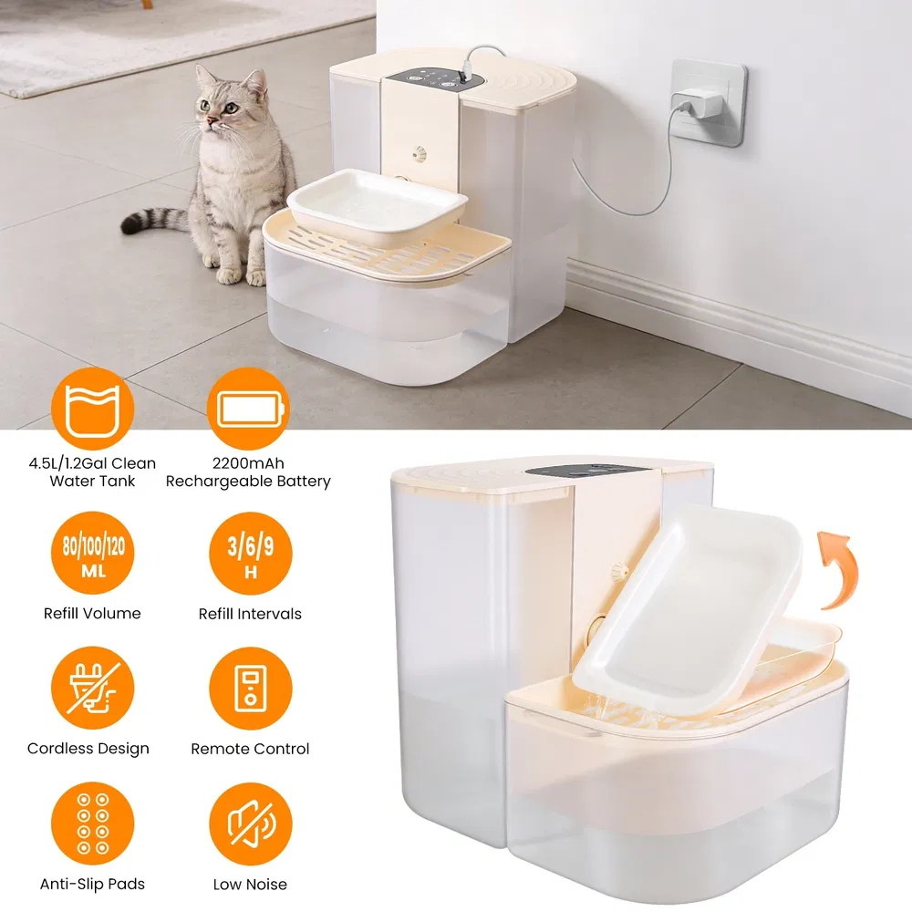 Smart Dual‑Tank 4.5 L Cordless Pet Water Fountain with Remote Control, view 6