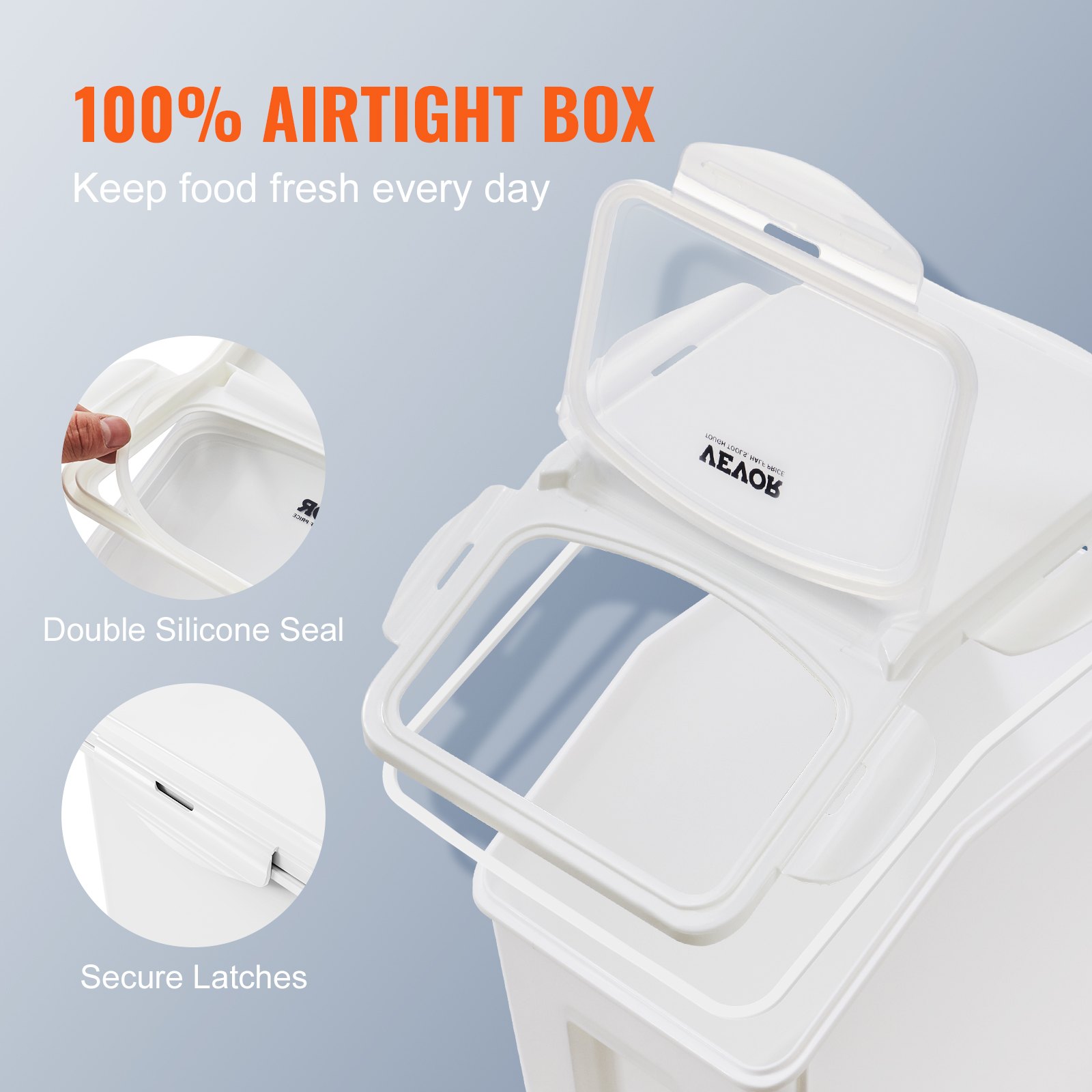 15L Dual Dispenser Bins with Measuring Cups, Airtight Lids & Casters, view 5