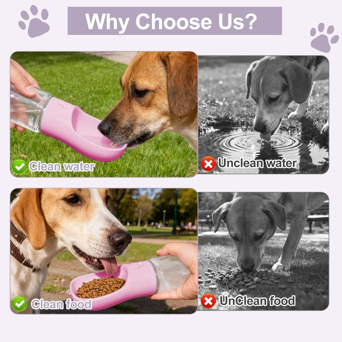 12 oz Leak‑Proof Dog Water Bottle with 100 g Snack Compartment – Hands‑Free Travel, view 3