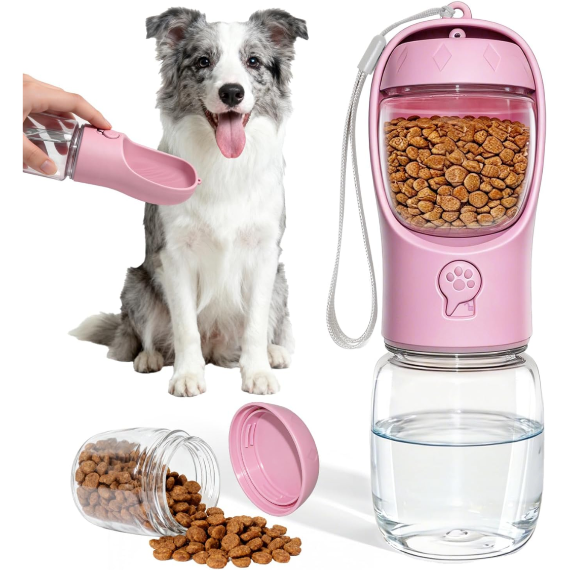 12 oz Leak‑Proof Dog Water Bottle with 100 g Snack Compartment – Hands‑Free Travel