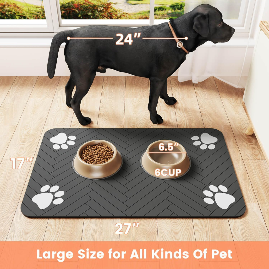 Pet Feeding Mat – Absorbent Surface, Waterproof Rubber Backing, Anti‑Slip