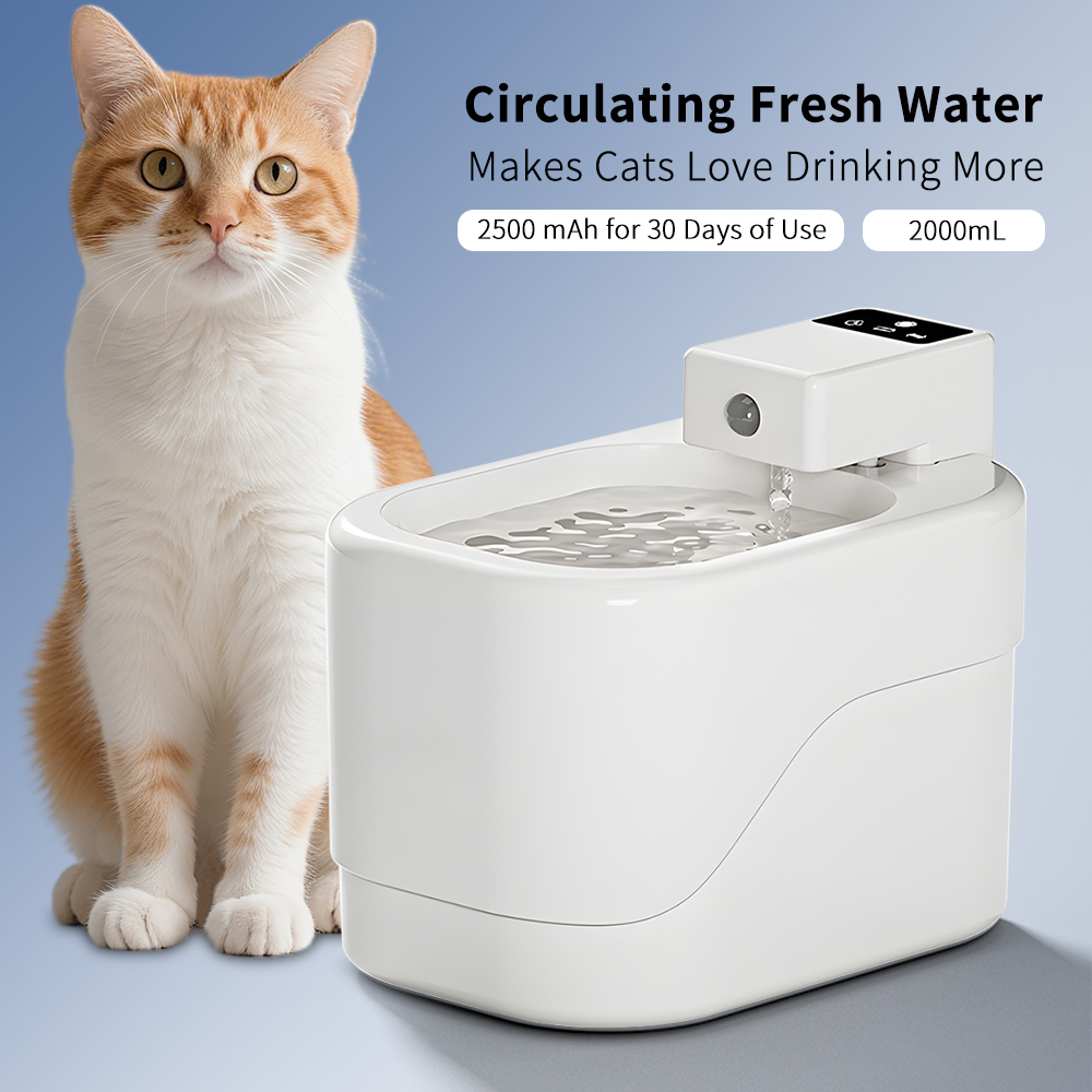 2000ml Sensor‑Activated Pet Water Fountain – USB Rechargeable, Quiet, Large Capacity