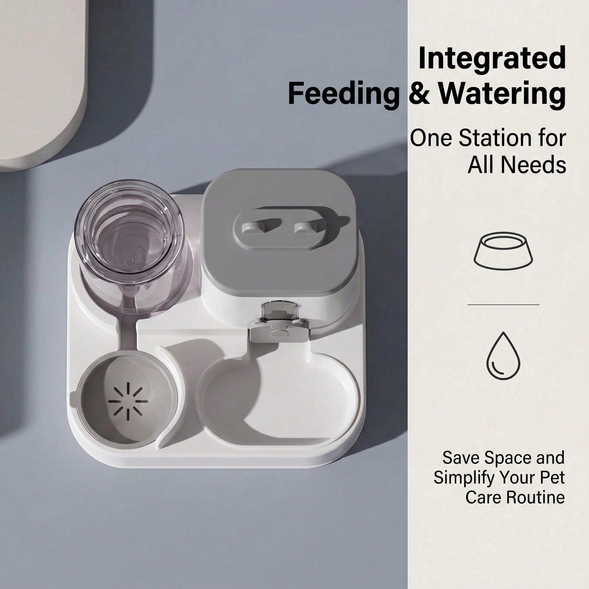 Gravity-Feed 2-in-1 Pet Food & Water Bowl – Large Capacity, Anti-Slip Base, view 3