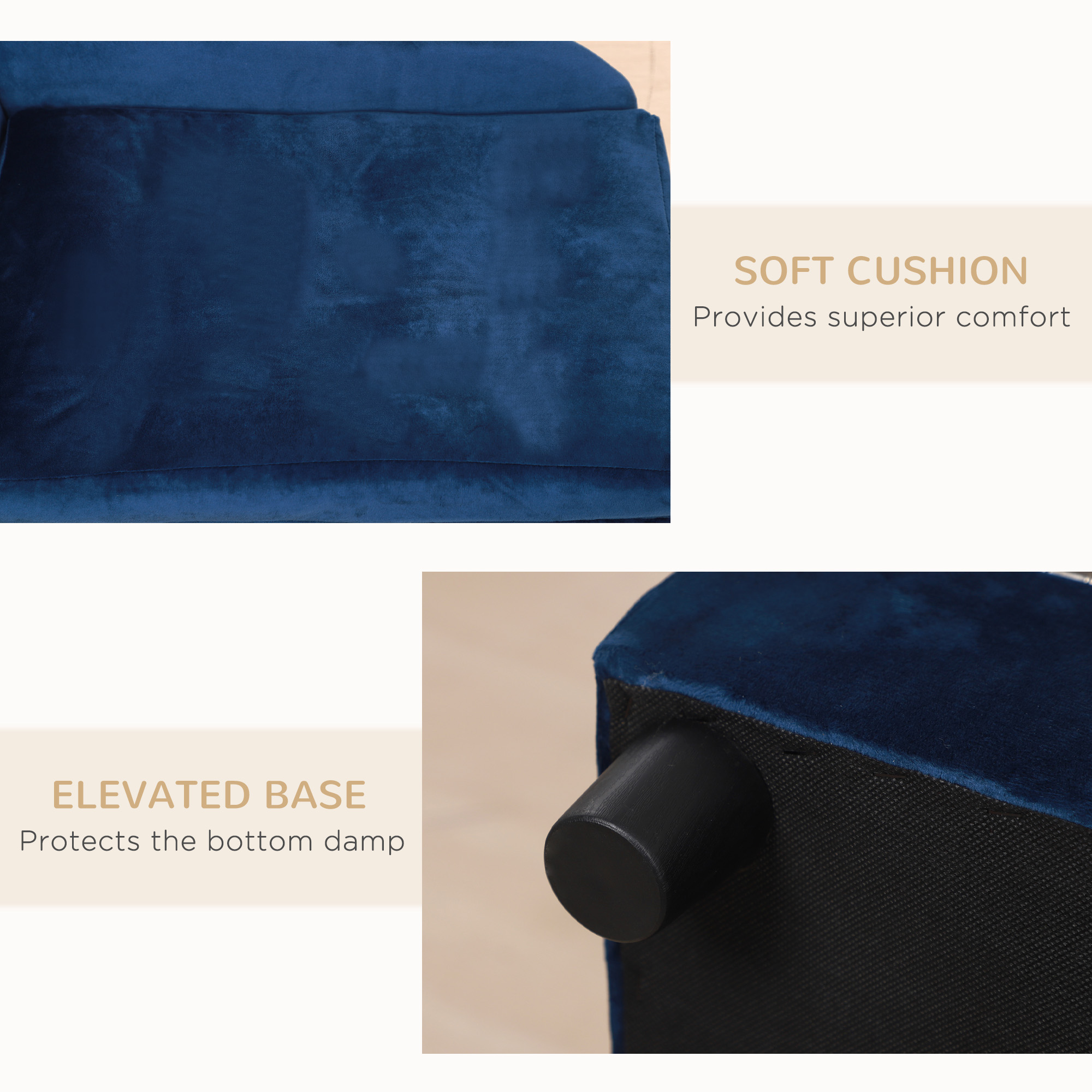 Blue Pet Sofa Bed with Lift‑Up Storage – 2‑Inch Foam Cushion, 23 L Compartment, view 6