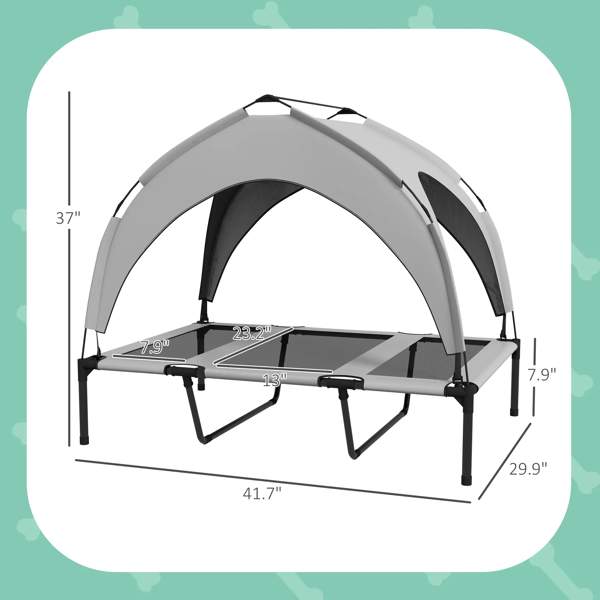 Elevated Cooling Dog Bed with UV‑Resistant Canopy – Light Gray, view 3