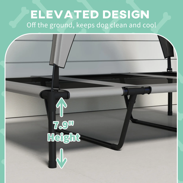 Elevated Cooling Dog Bed with UV‑Resistant Canopy – Light Gray, view 5