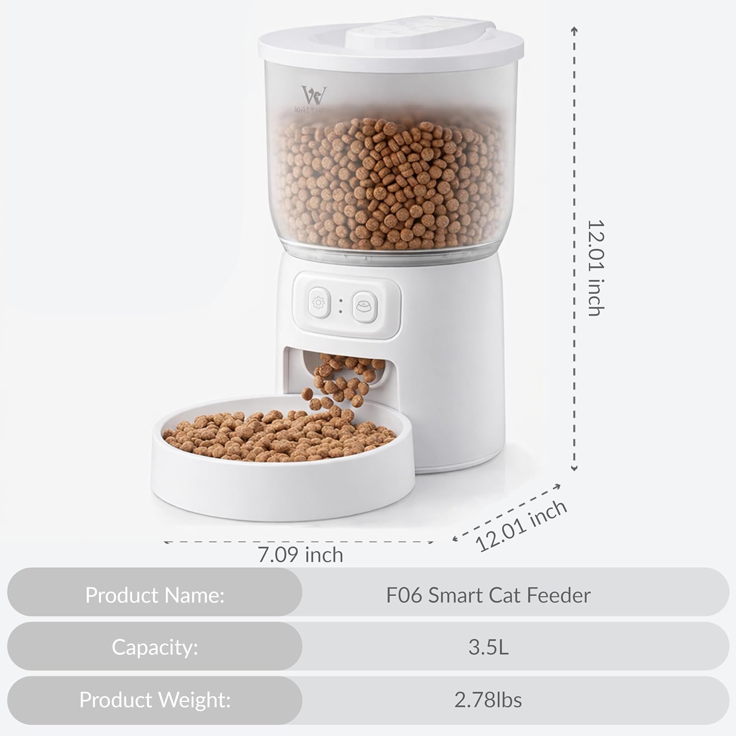 Wi‑Fi Automatic Cat Feeder – Dual Power Backup, 3.5 L Hopper, App‑Programmable 10 Meals/Day, view 2