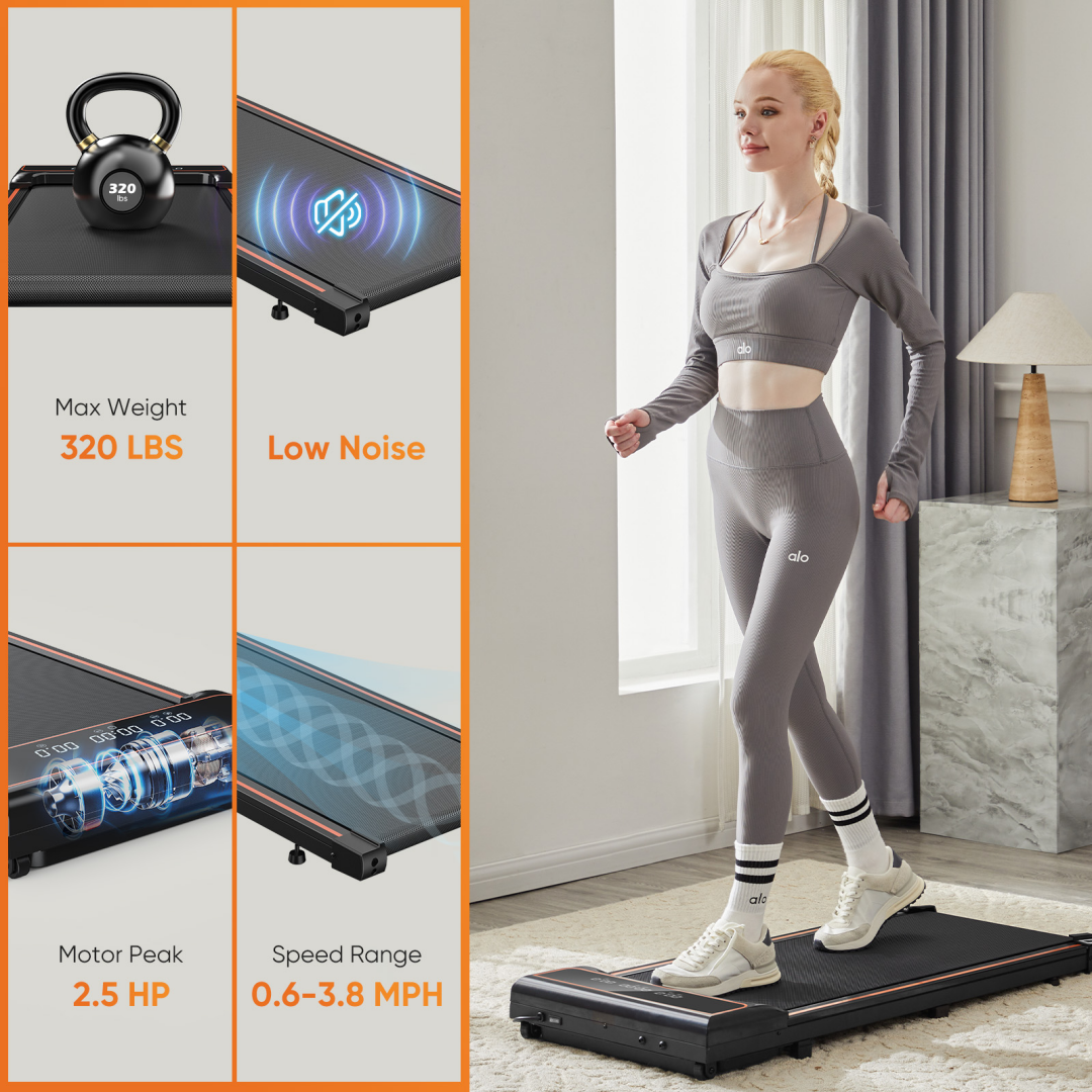 Compact Under‑Desk Walking Pad – Quiet Treadmill, Adjustable Speed