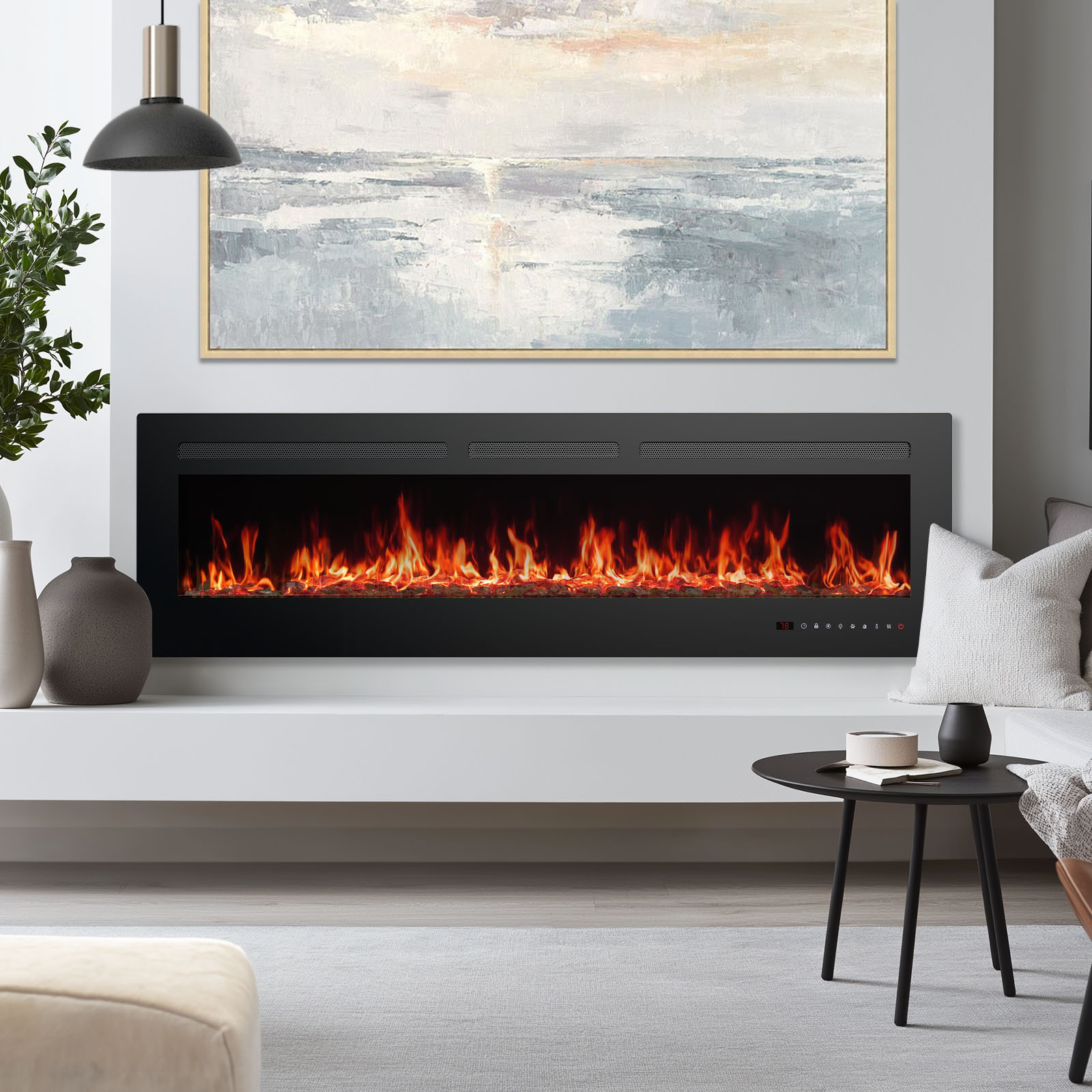 Electric Fireplace Heater with Remote, 1500W, 13‑Color LED Flame, 36-60‑Inch, view 6