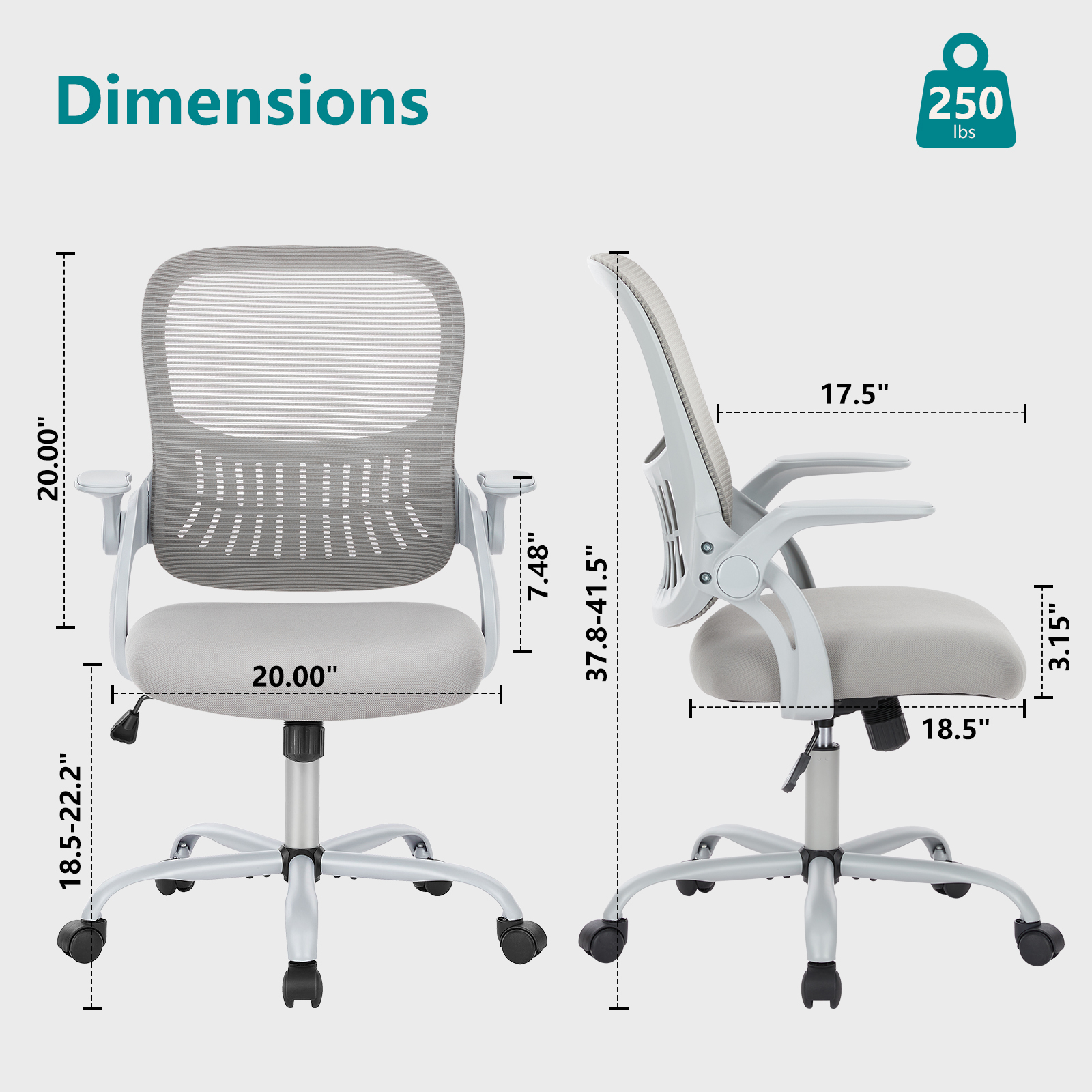 High Back Office Chair – Fixed or Adjustable Armrests/Handrail, view 2