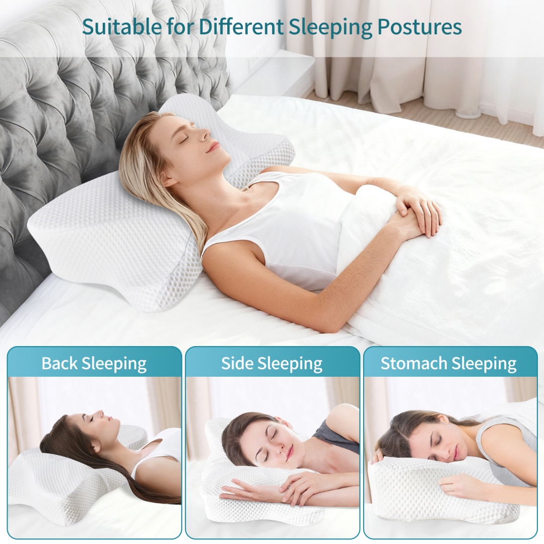 Cervical Neck Pillow, Cooling Ergonomic Memory Foam Pillows  Dual Height Orthopedic Support Contour Pillow For Side