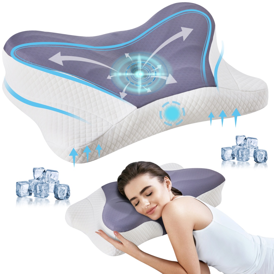 Contour Memory Foam Cervical Pillow — Dual Height, Arm Grooves, view 2