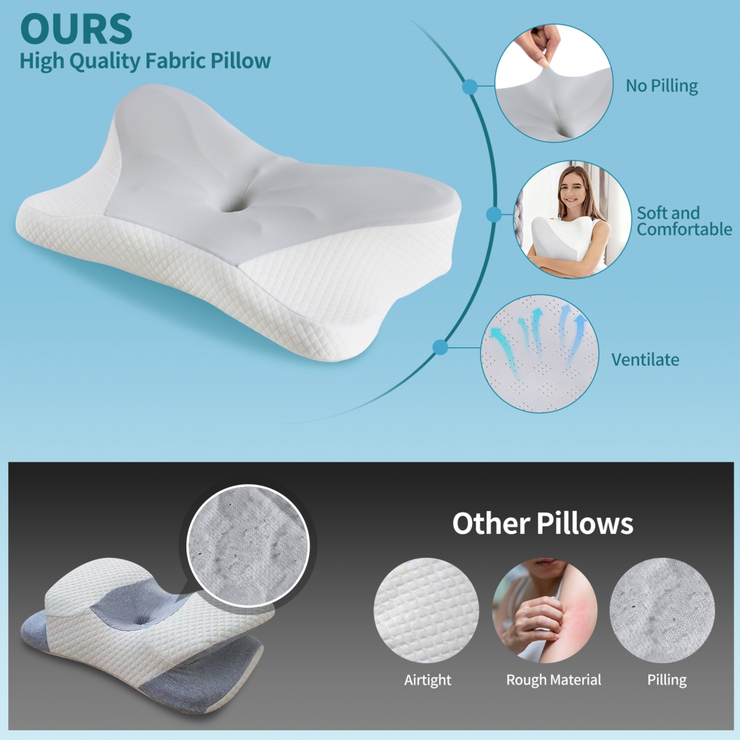 Contour Memory Foam Cervical Pillow — Dual Height, Arm Grooves, view 3