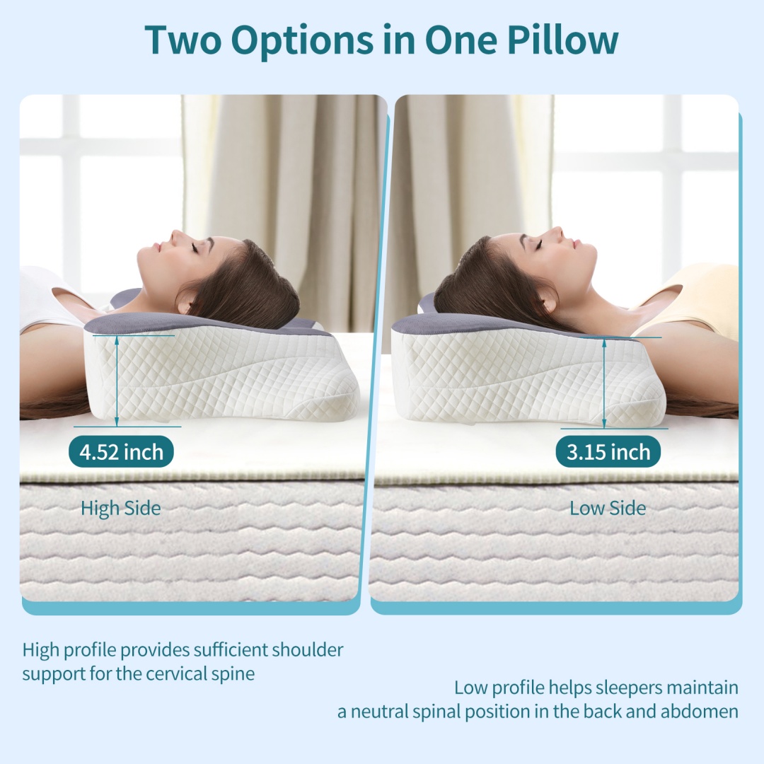 Contour Memory Foam Cervical Pillow — Dual Height, Arm Grooves, view 5