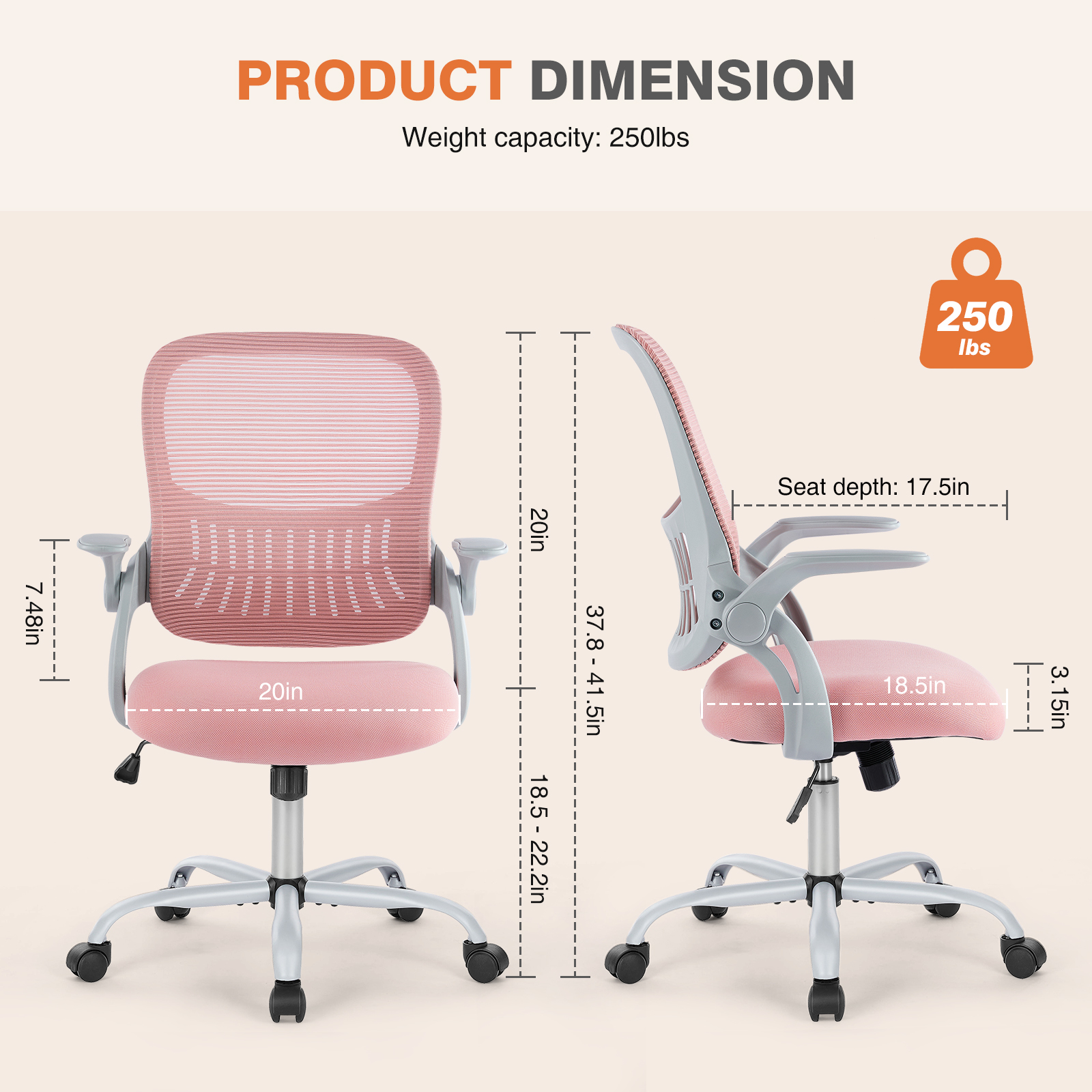 Adjustable Drafting Chair with Footrest Ring – Height‑Adjustable, 120° Tilt, 275 lb Capacity, view 7