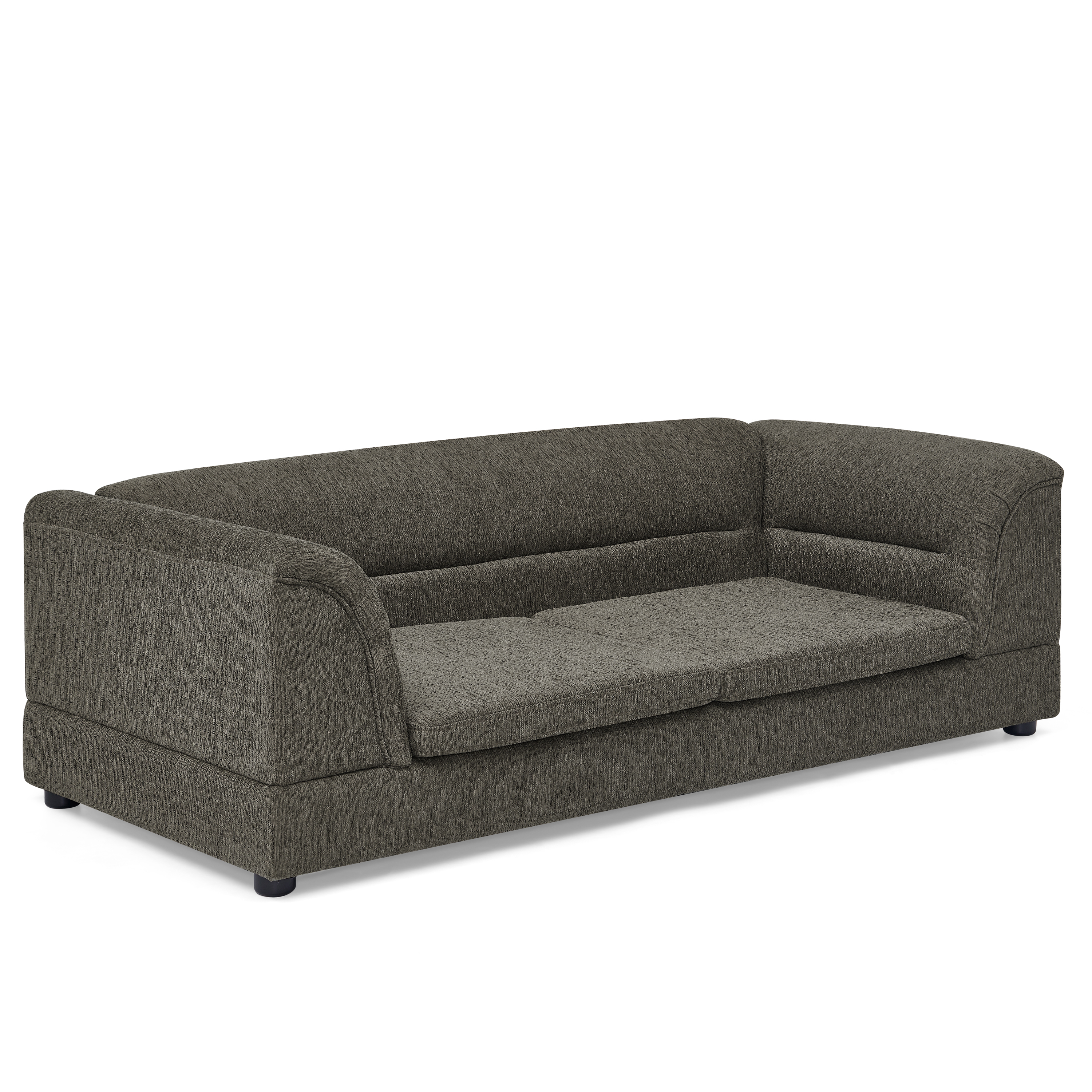 Dark Gray Oversized Pet Sofa with Raised Frame – 130 lb Capacity, Linen‑Look Fabric, view 3