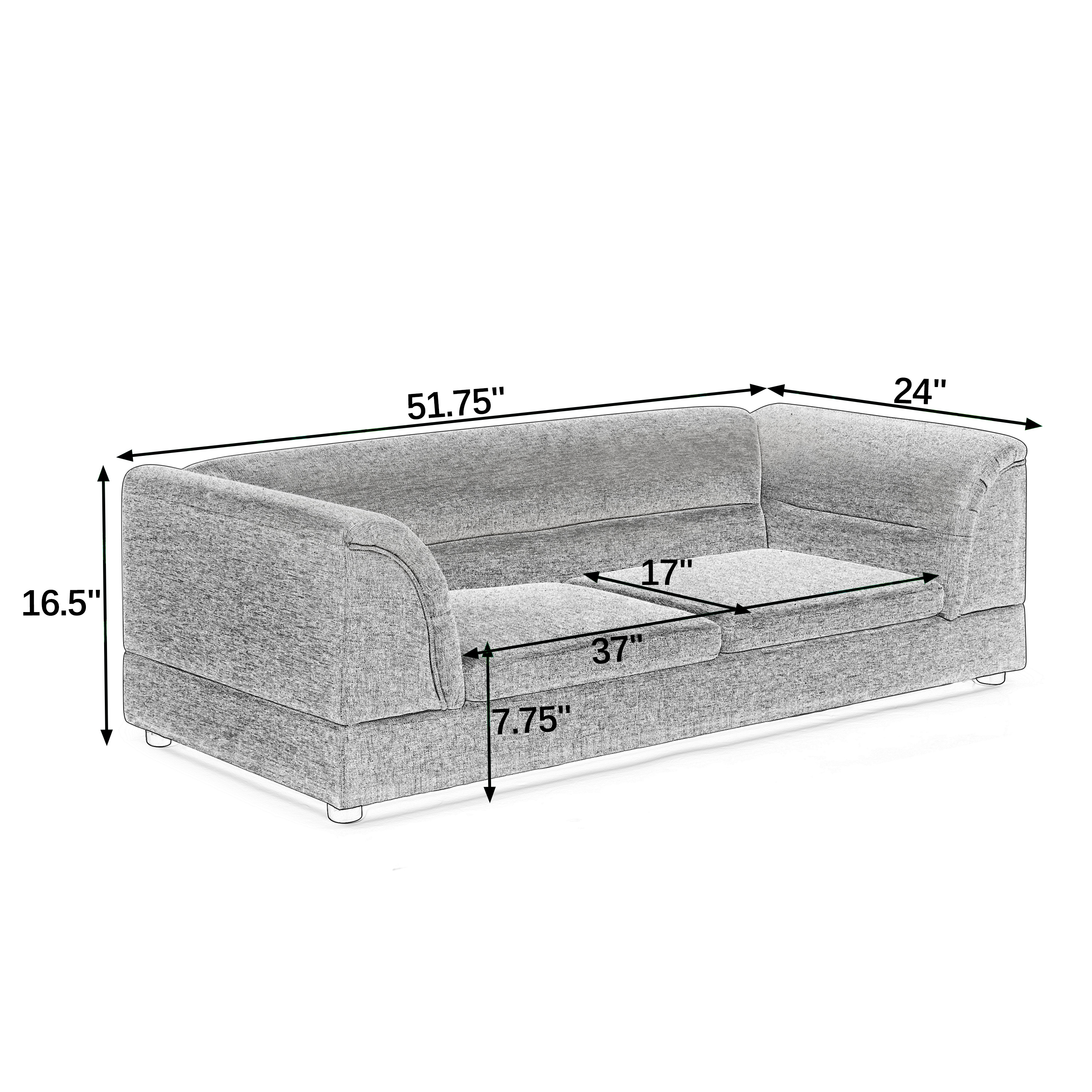 Dark Gray Oversized Pet Sofa with Raised Frame – 130 lb Capacity, Linen‑Look Fabric, view 8