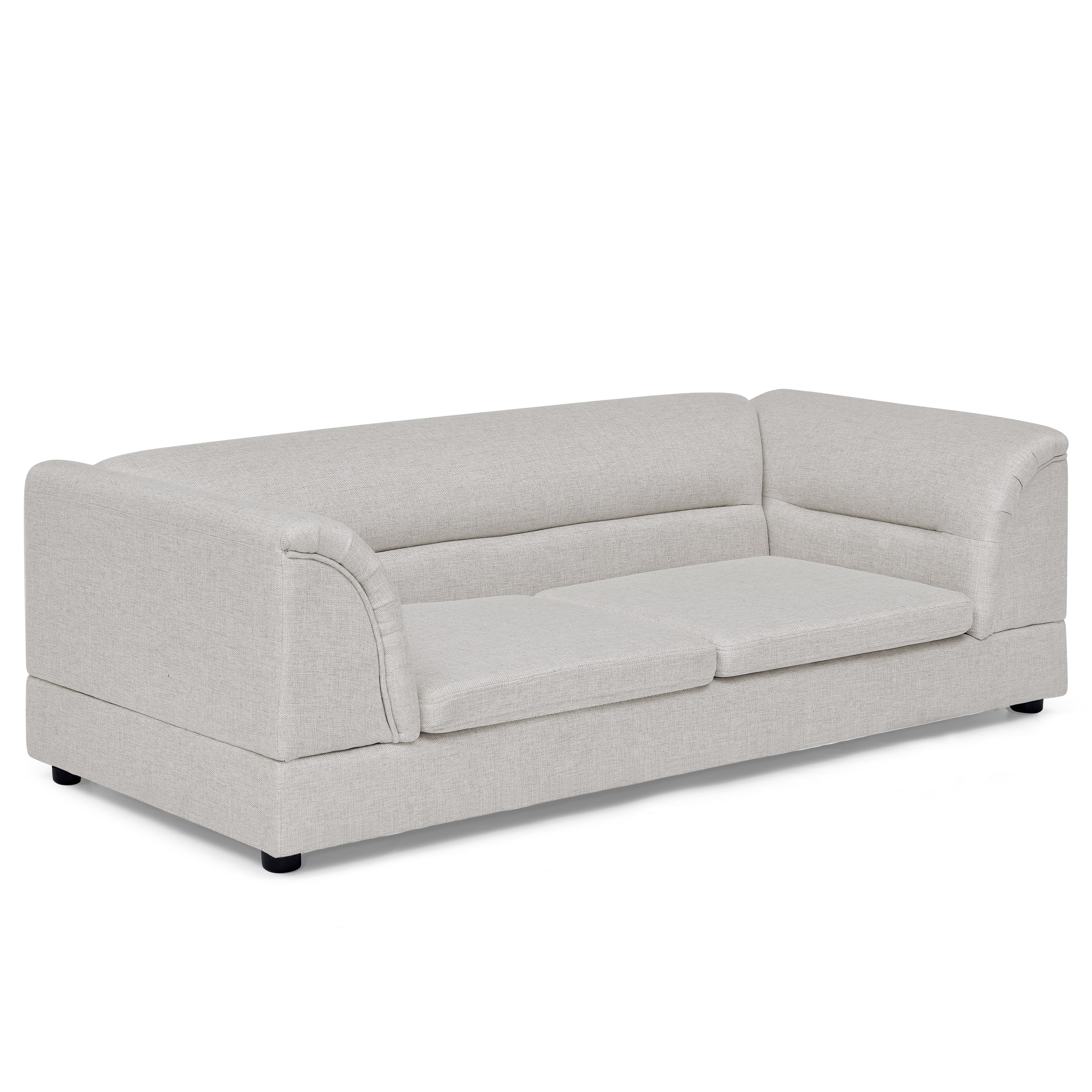 Oversized Raised Pet Sofa – Linen‑Look Curved Armrest Dog Couch – Beige, view 3