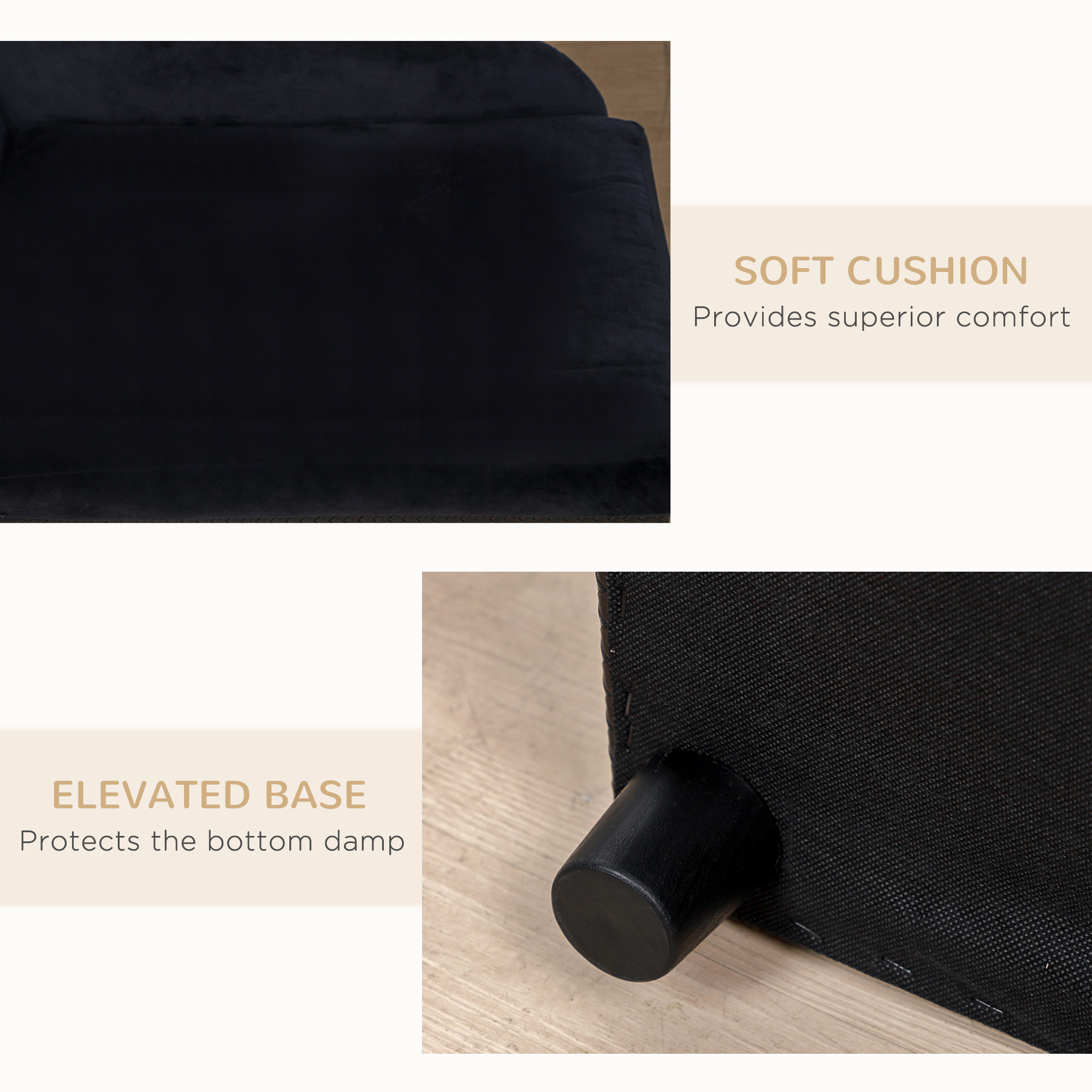 Black Pet Sofa Bed with Hidden 23L Storage – Plush Foam Cushion for Cats & Small Dogs, view 2