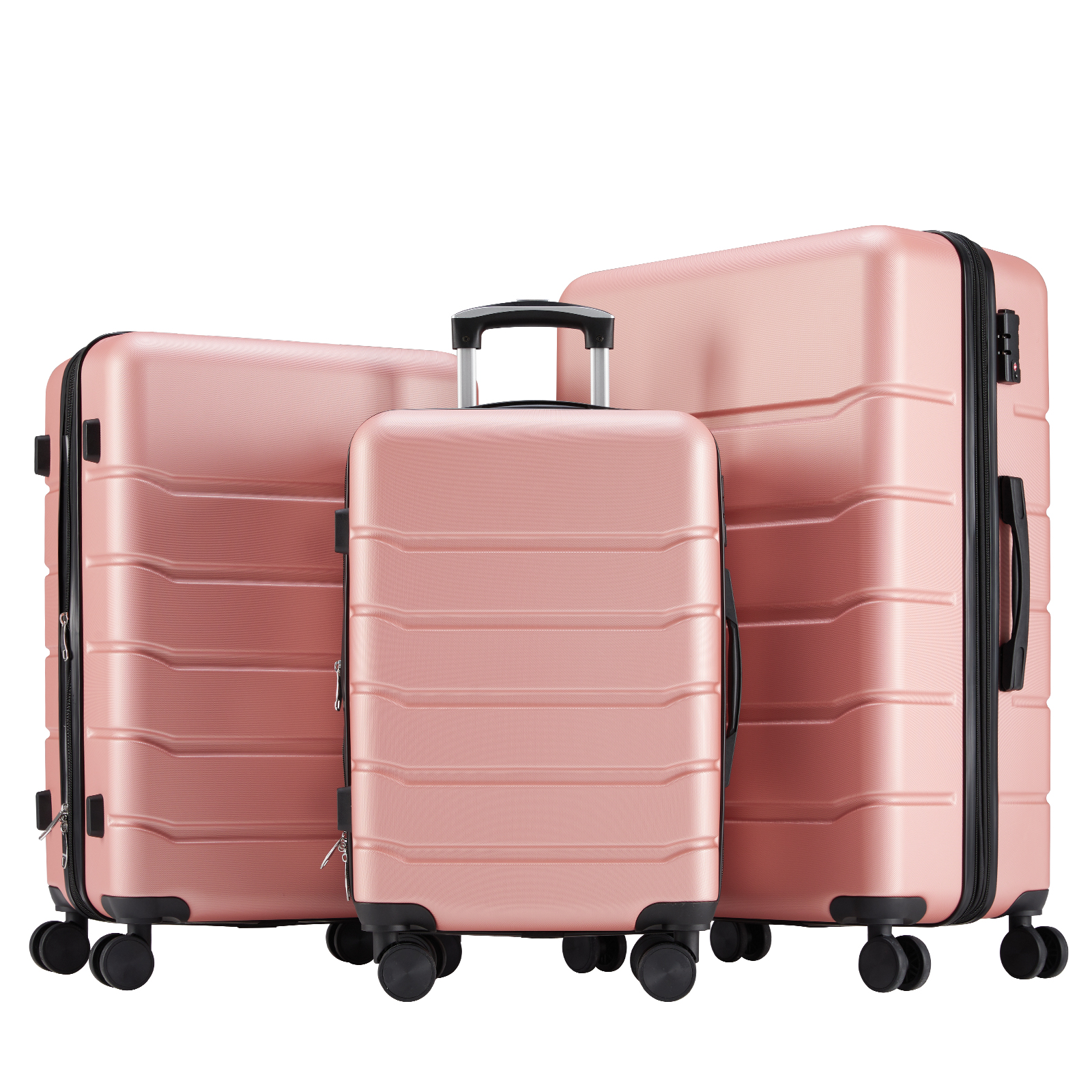 Hardside Spinner Luggage Set — 20", 24" & 28" in Pink or White, view 3