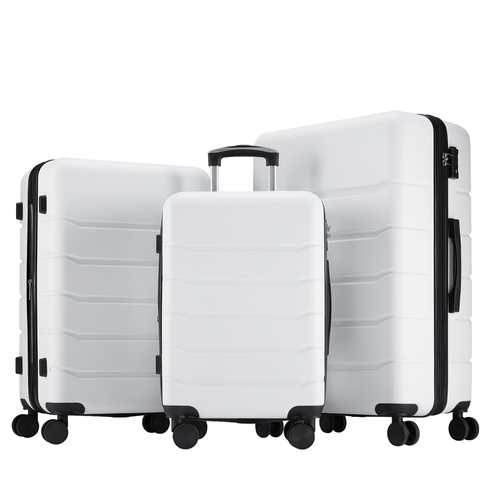 Hardside Spinner Luggage Set — 20", 24" & 28" in Pink or White, view 6