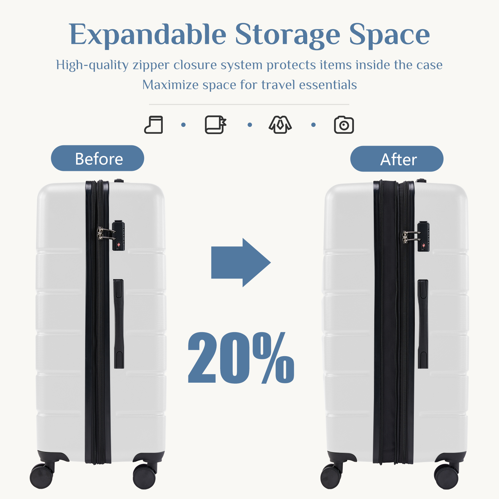 Hardside Spinner Luggage Set — 20", 24" & 28" in Pink or White, view 7