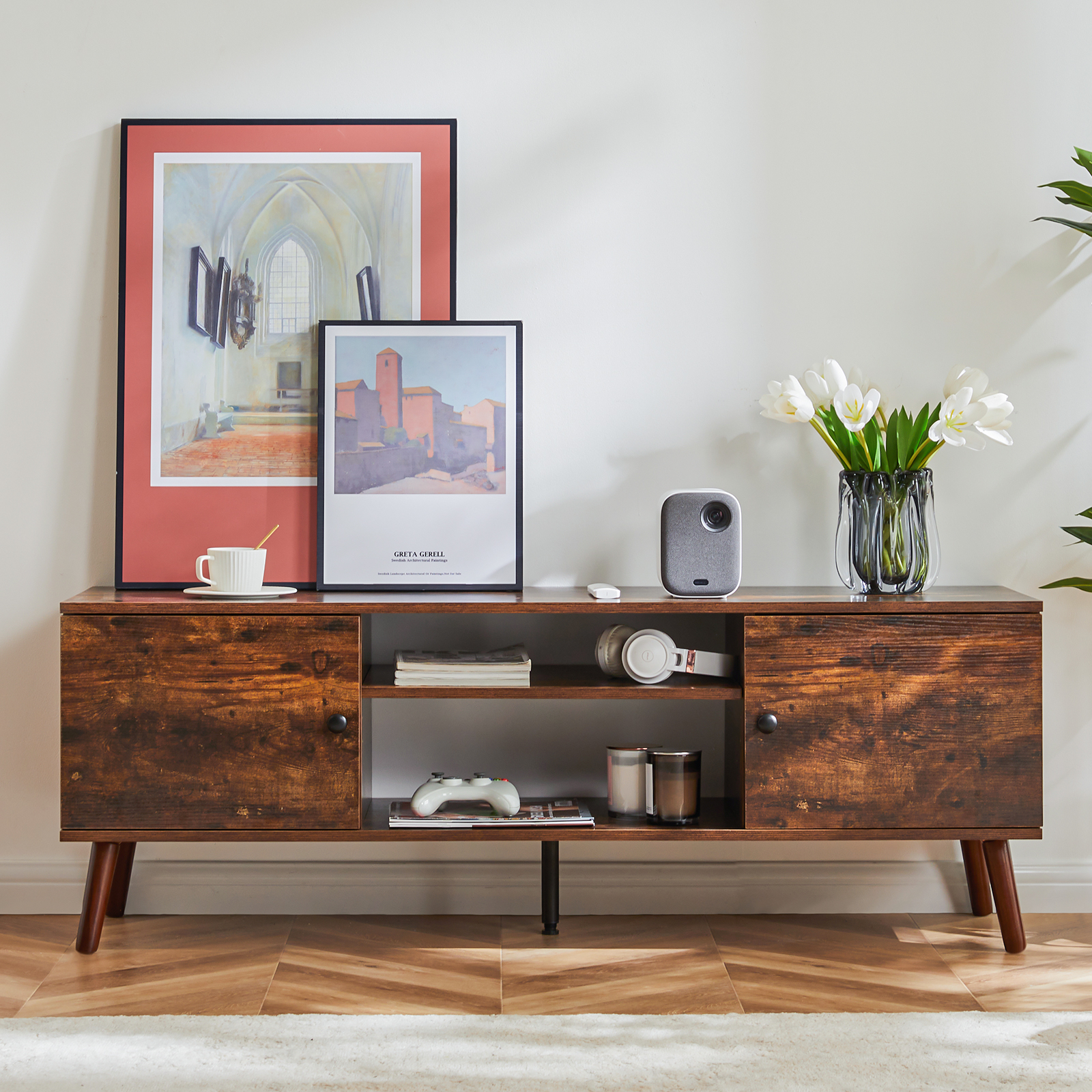 Panel TV Stand – Adjustable Shelves, Soft‑Close Cabinets, Fits 55‑60″ TVs, view 7