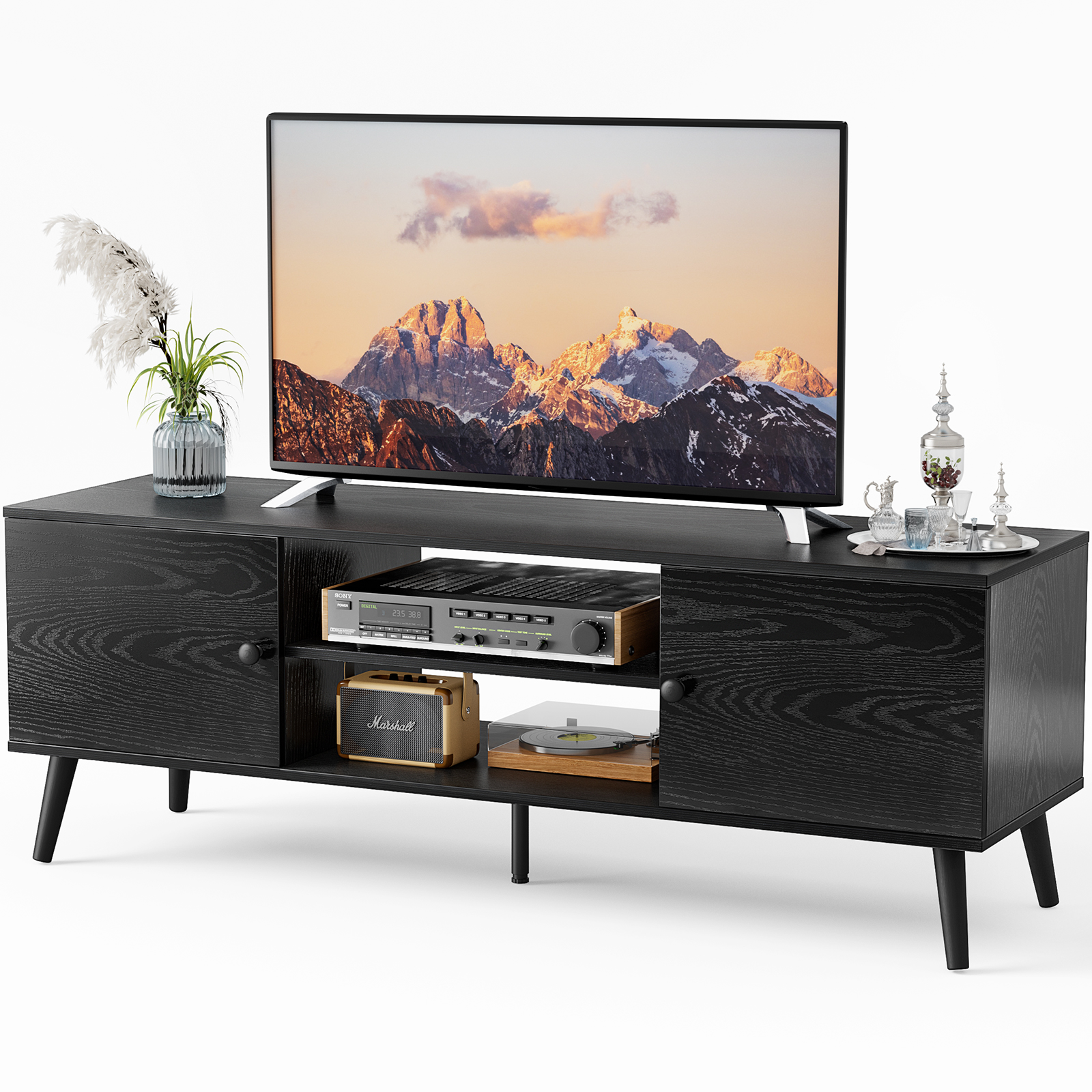 Panel TV Stand – Adjustable Shelves, Soft‑Close Cabinets, Fits 55‑60″ TVs, view 2
