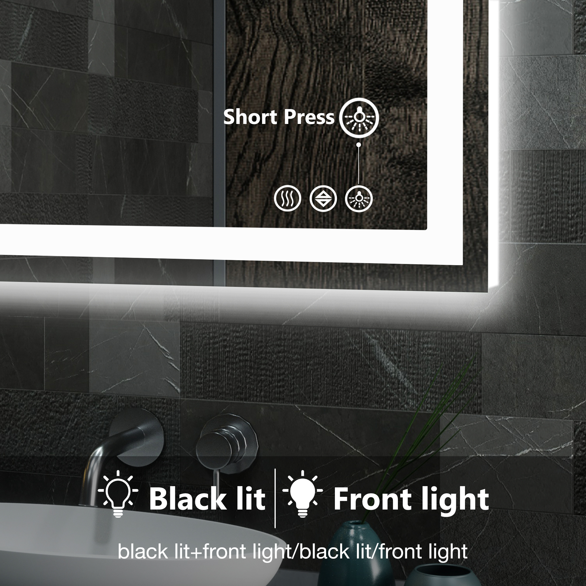 Dimmable LED Bathroom Mirror — Front-Lit, Backlit, Anti-Fog, view 4