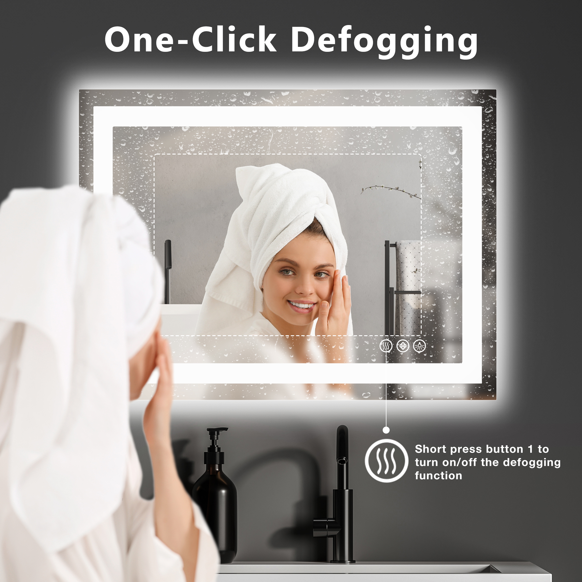 Dimmable LED Bathroom Mirror — Front-Lit, Backlit, Anti-Fog