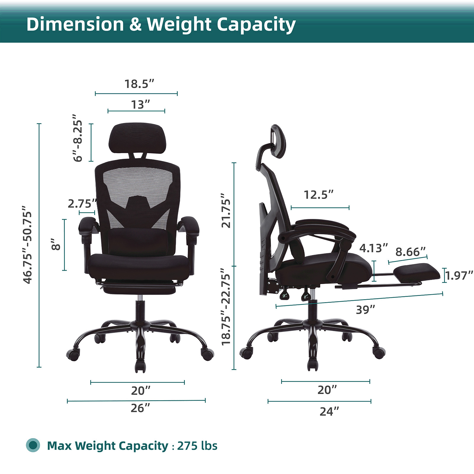 Ergonomic Swivel Office Chair – Retractable Footrest, Adjustable Headrest, Lumbar Pillow