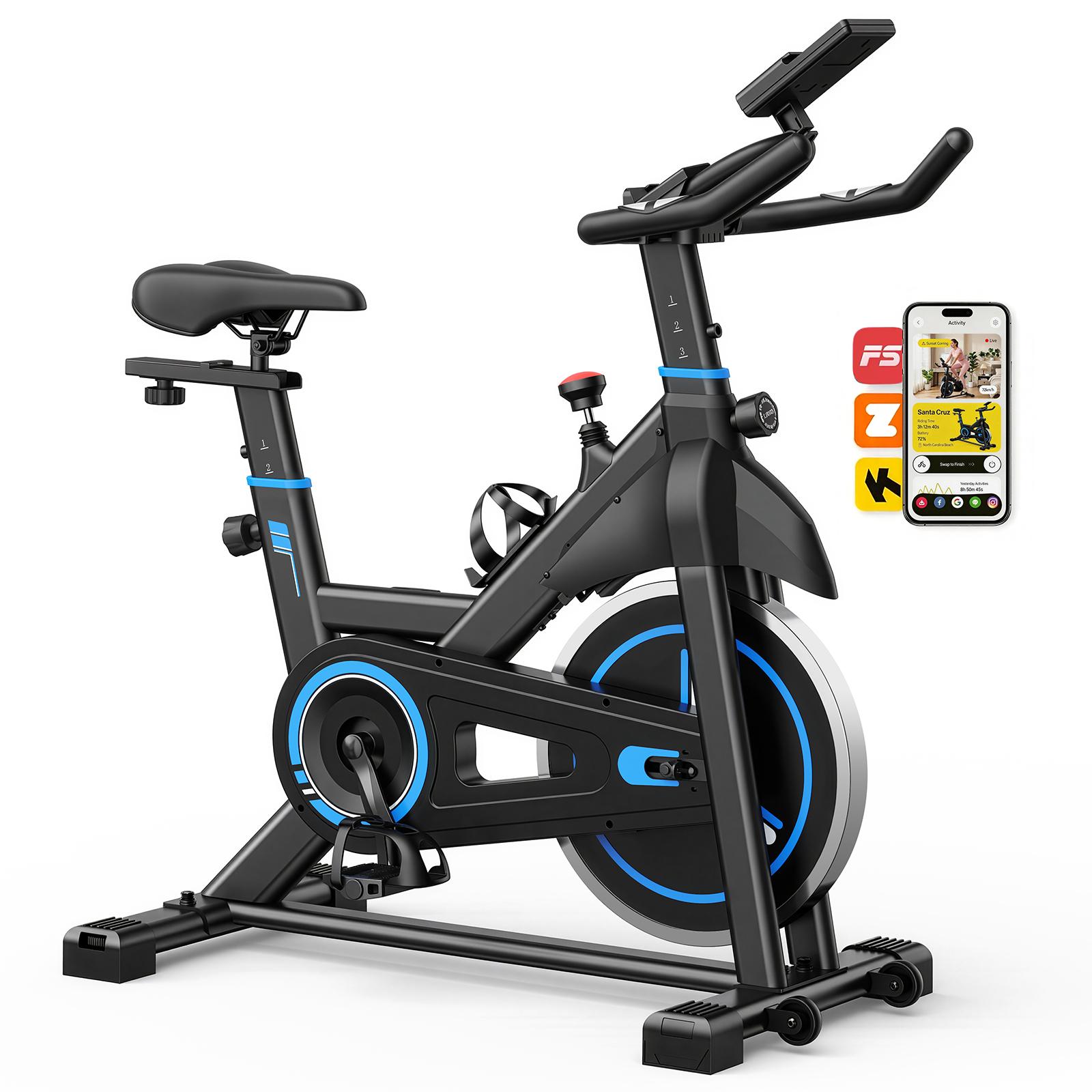 Bluetooth Indoor Cycling Bike With LCD Monitor, 300 lb Steel Frame, view 3