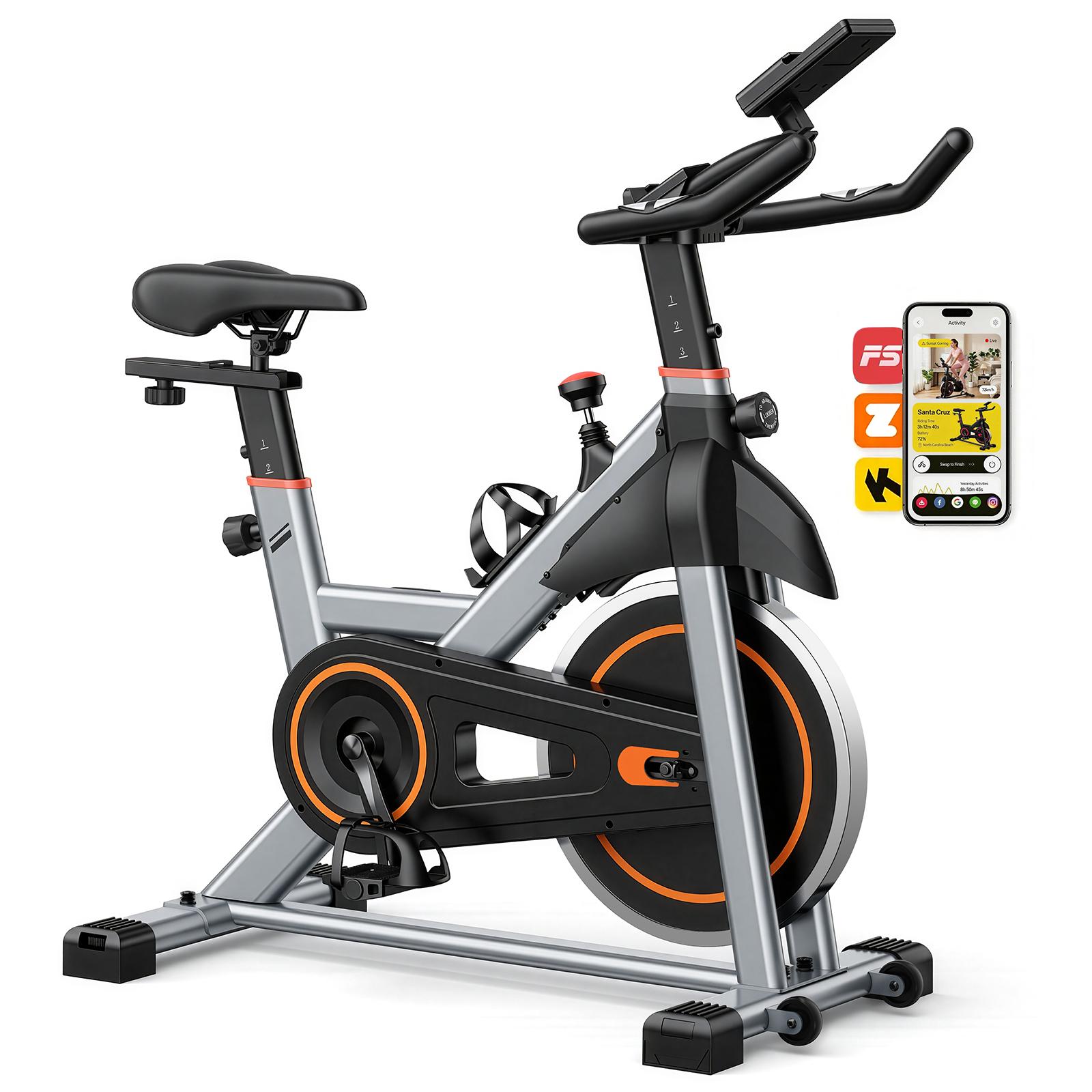 Bluetooth Indoor Cycling Bike With LCD Monitor, 300 lb Steel Frame, view 2