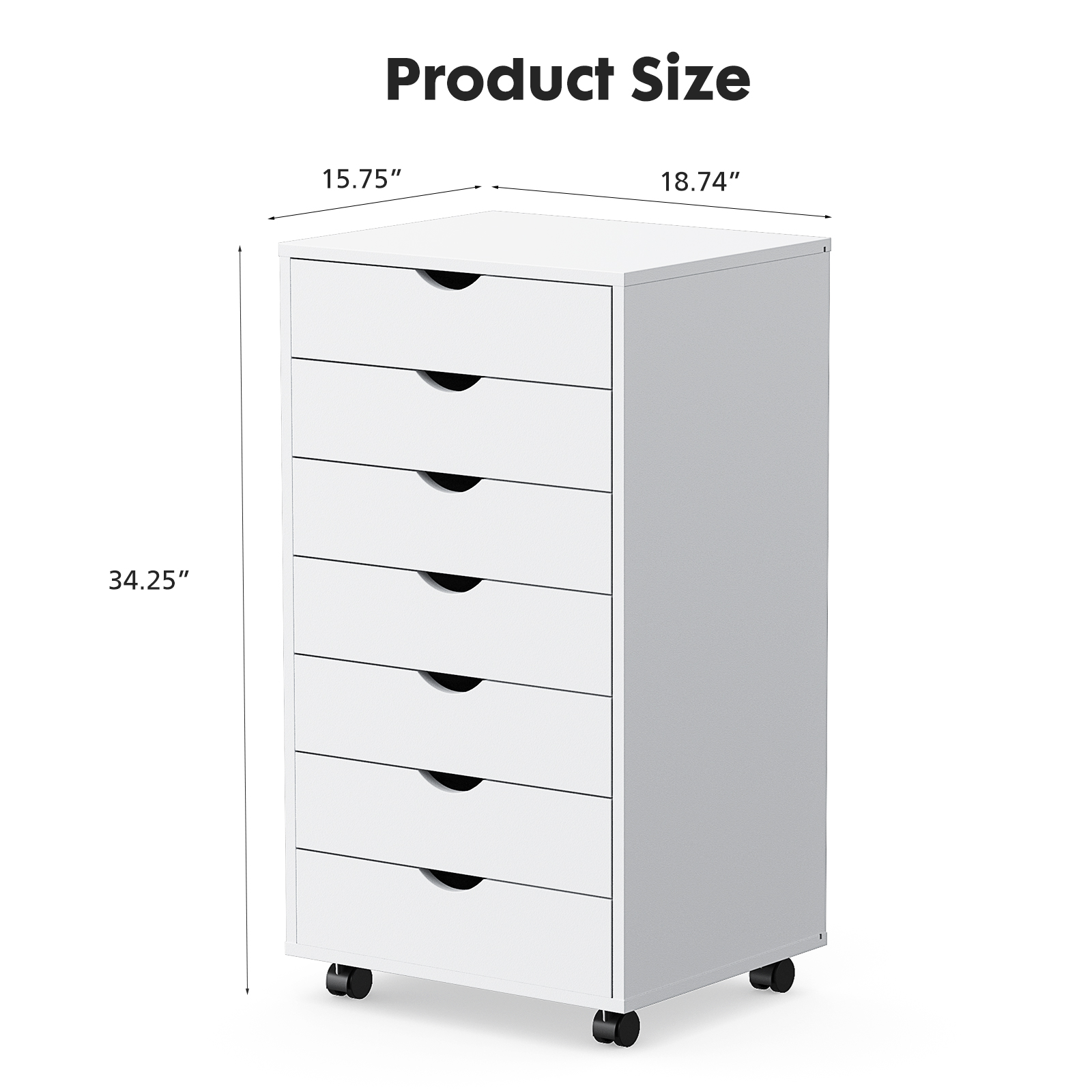 Mobile Storage Chest With Lockable Wheels – 5 Or 7 Drawers, White Or Black, view 4