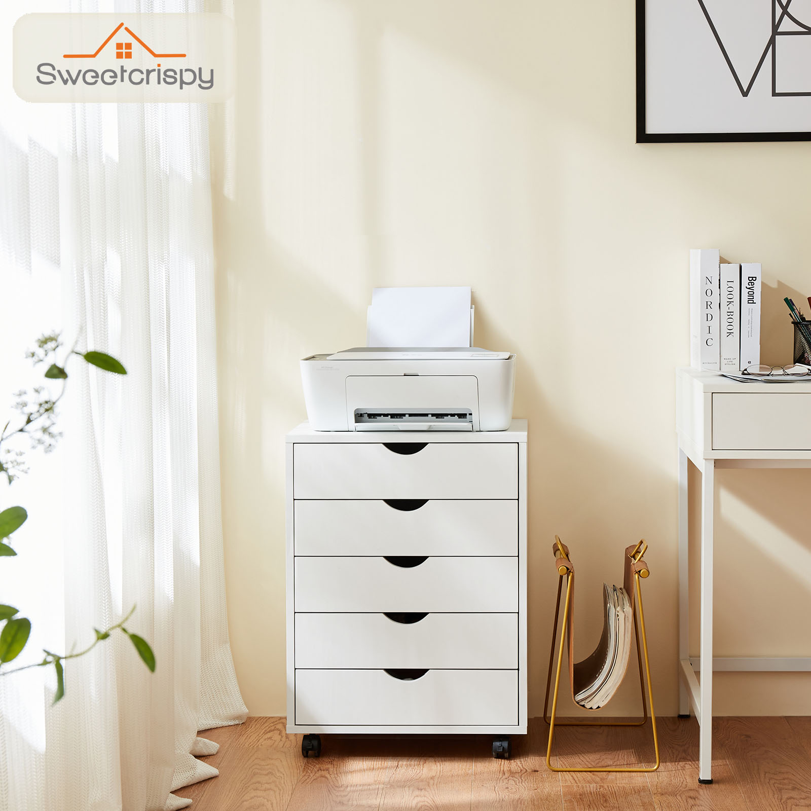 Mobile Storage Chest With Lockable Wheels – 5 Or 7 Drawers, White Or Black, view 3
