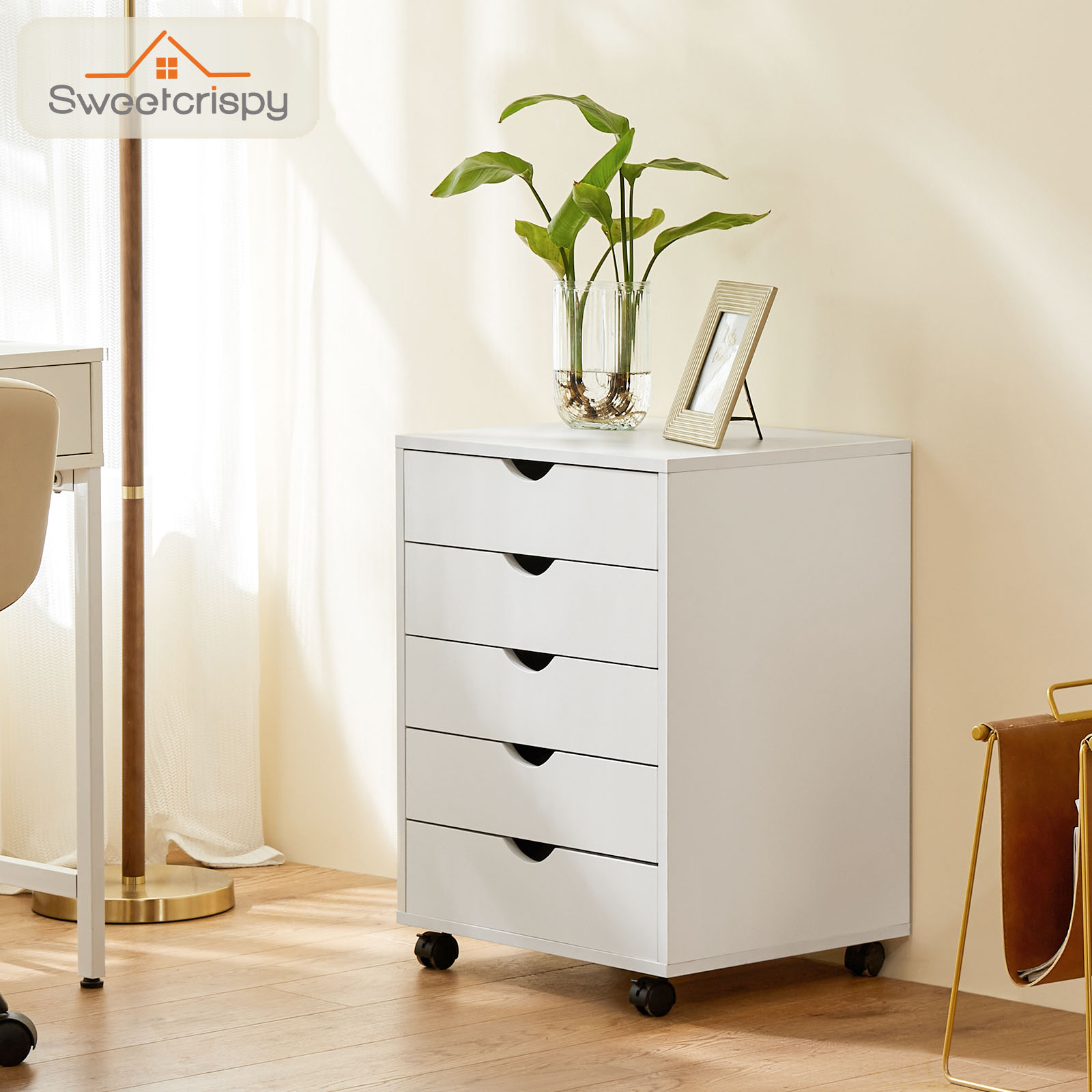 Mobile Storage Chest With Lockable Wheels – 5 Or 7 Drawers, White Or Black