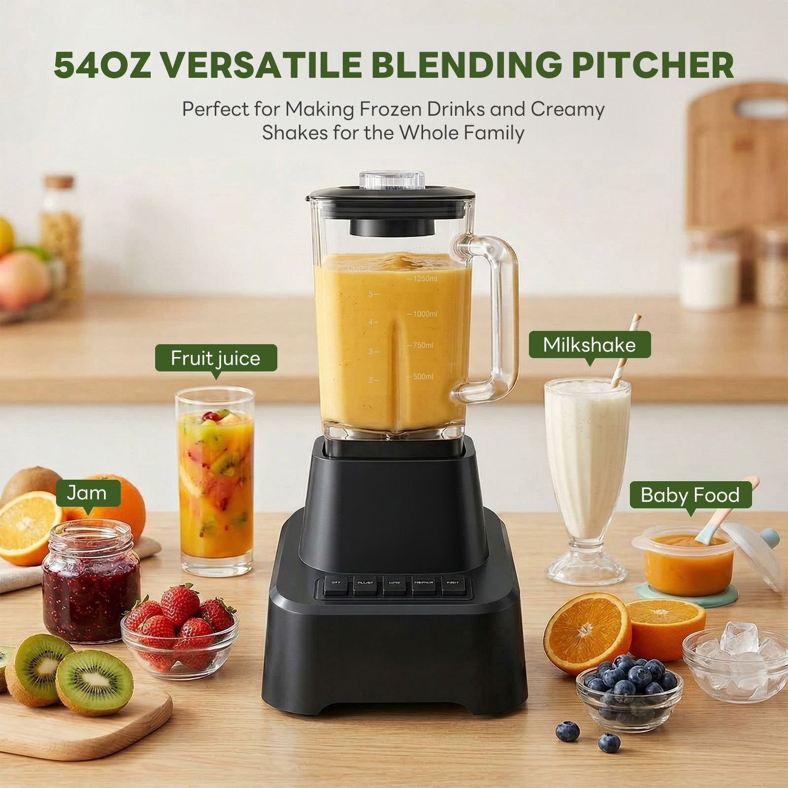 54‑Ounce Glass Ice Cream Blender – Full‑Size Capacity for Family‑Size Frozen Treats