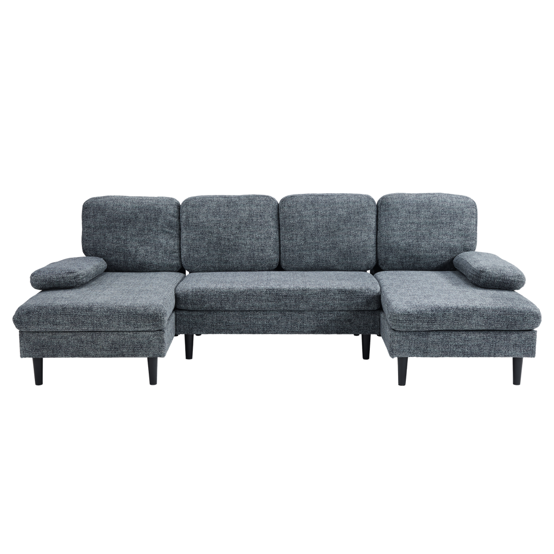 U‑Shaped 4‑Seat Chenille Sectional Sofa – Dark Grey, 100‑Inch Width, view 4