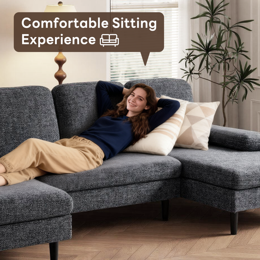 U‑Shaped 4‑Seat Chenille Sectional Sofa – Dark Grey, 100‑Inch Width, view 2