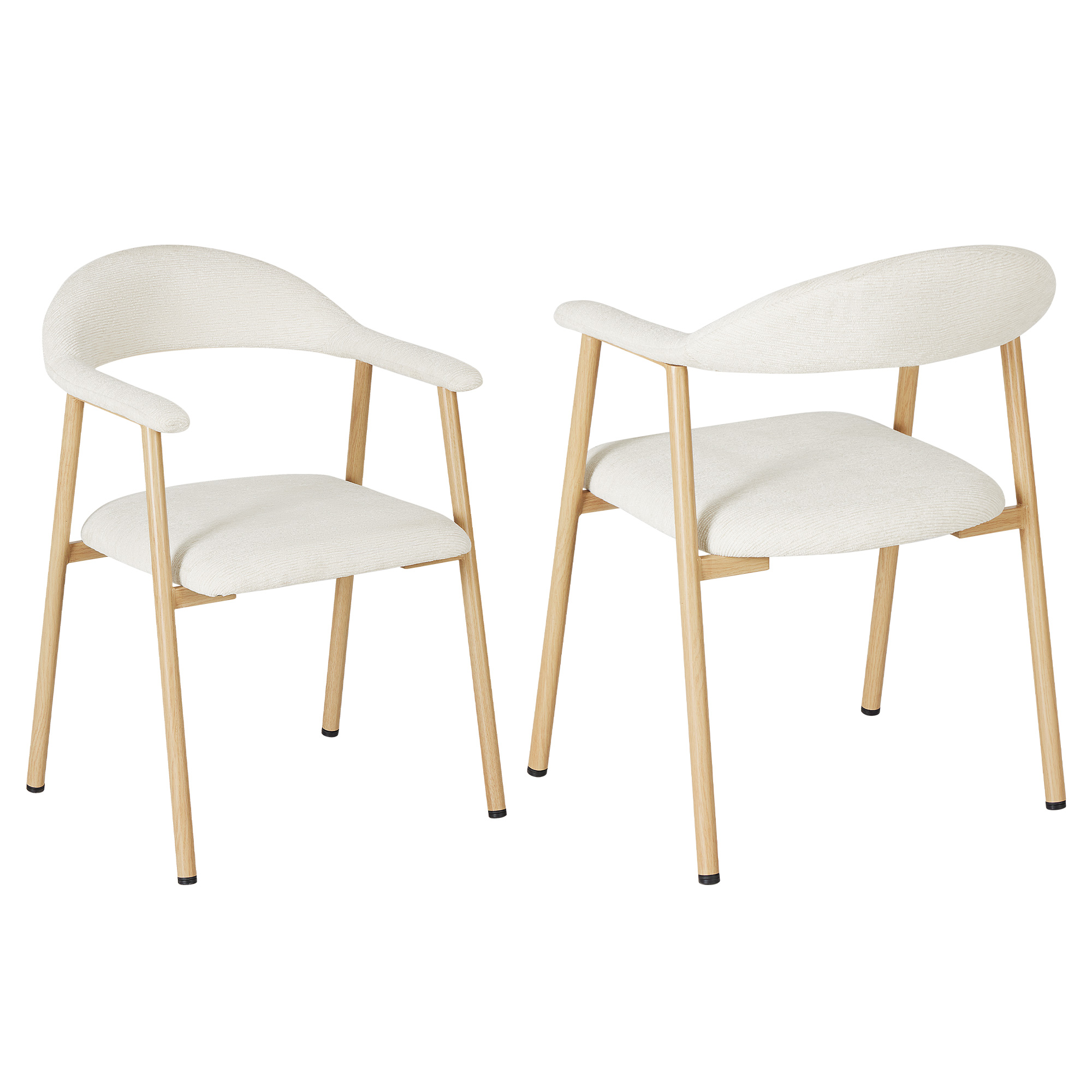 2 Chair Set - A Modern Kitchen Side Chair Set With Curved Backrests And Linen Upholstery, Accompanied By Metal Decorative Chairs