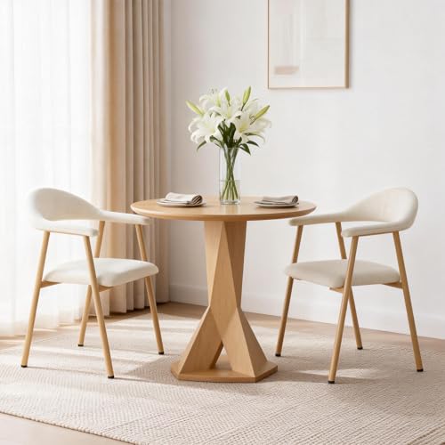Upholstered Dining Chairs Set of 2 — Curved Arm Back, Wood-Look Legs, view 5