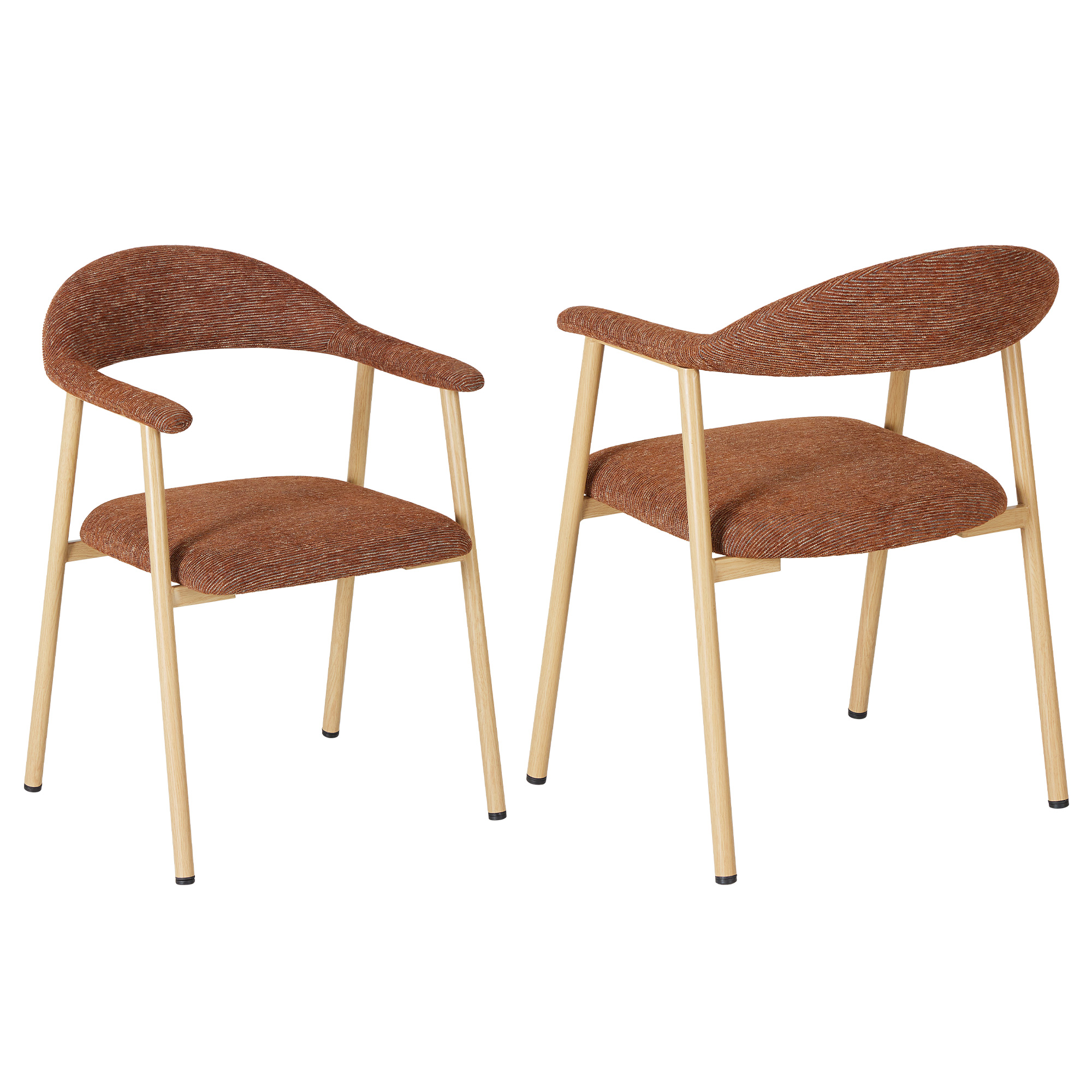 Upholstered Dining Chairs Set of 2 — Curved Arm Back, Wood-Look Legs, view 7
