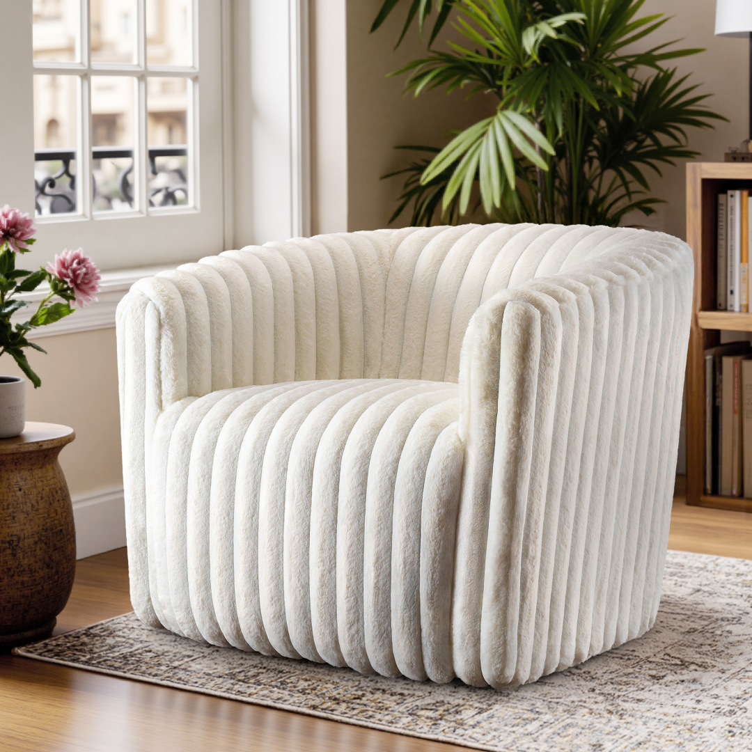 Soft‑Touch Single Swivel Sofa – 360° Rotation, Compact Design